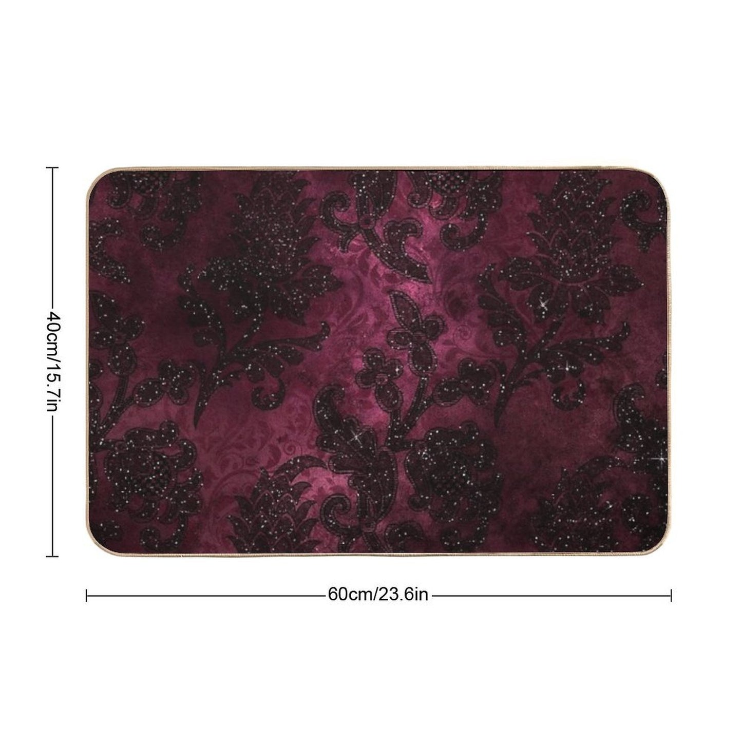 Vintage Glamour Burgundy Damask Rapid-Drying Bath Mat