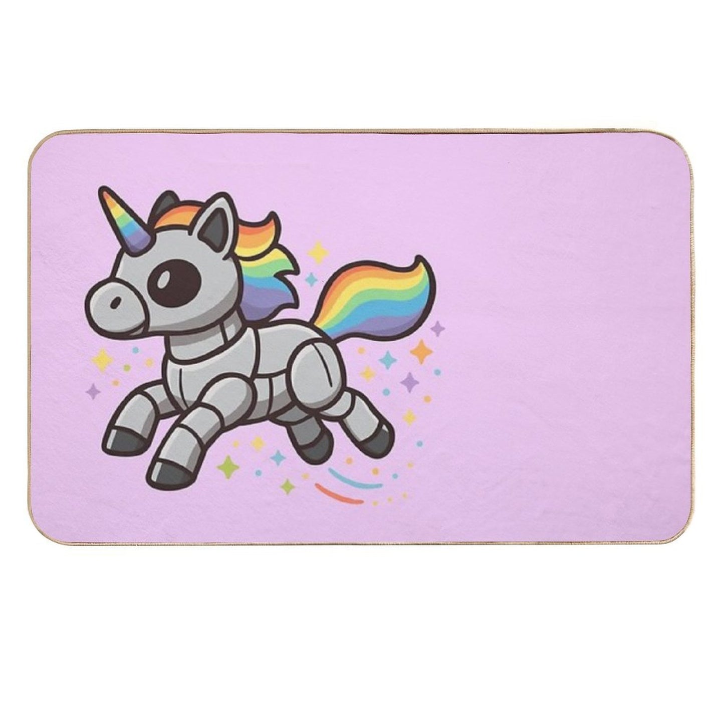 Rainbow Robot Unicorn Easy Maintenance Bath Mat