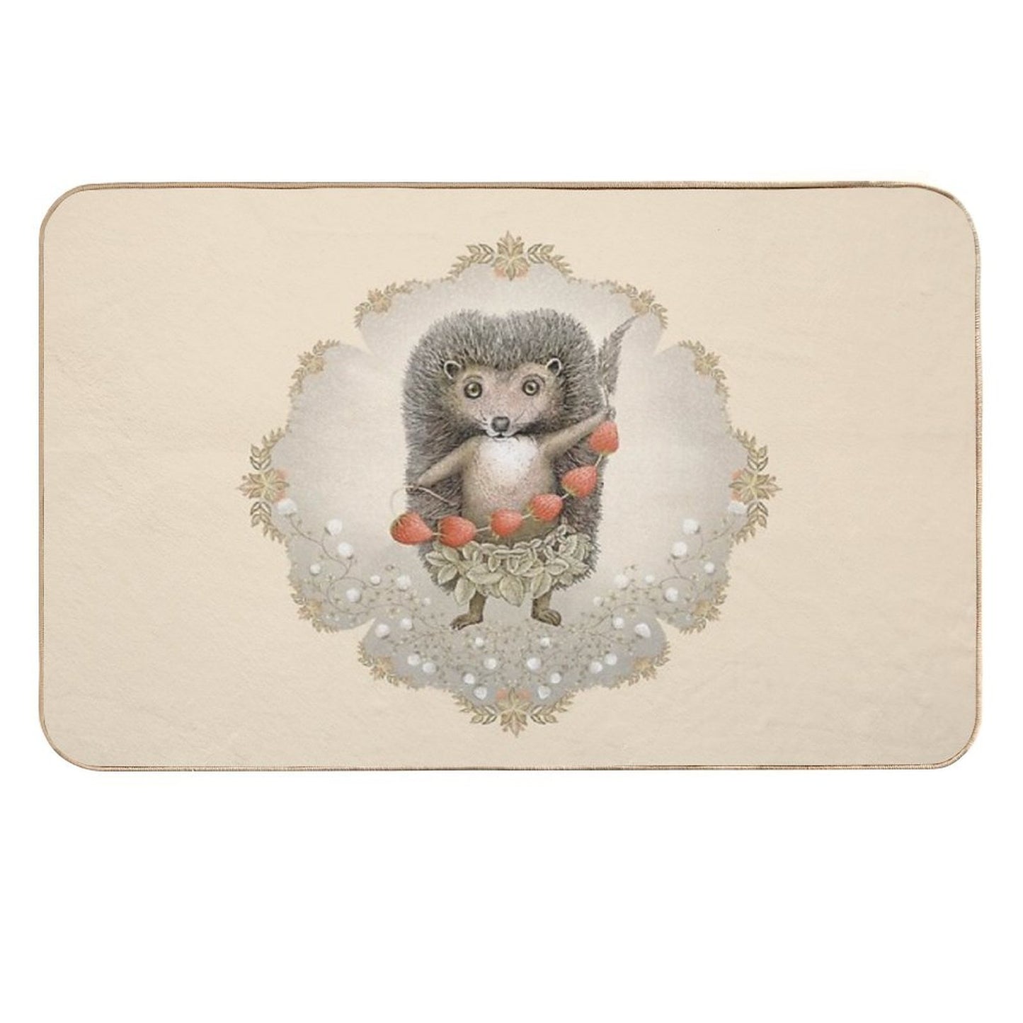 Animal Hedgehog Strawberry High-Traffic Bath Mat