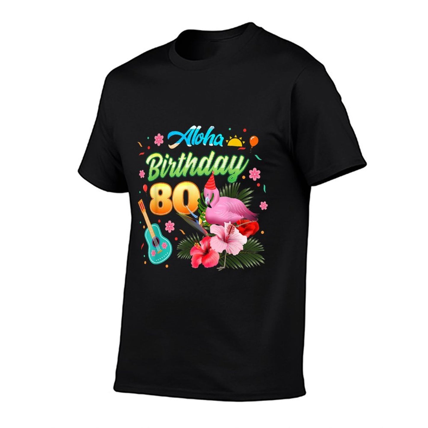 Aloha Hawaii 80 Year Old Birthday Flamingo Hawaiian 80th Affordable Price T-Shirt