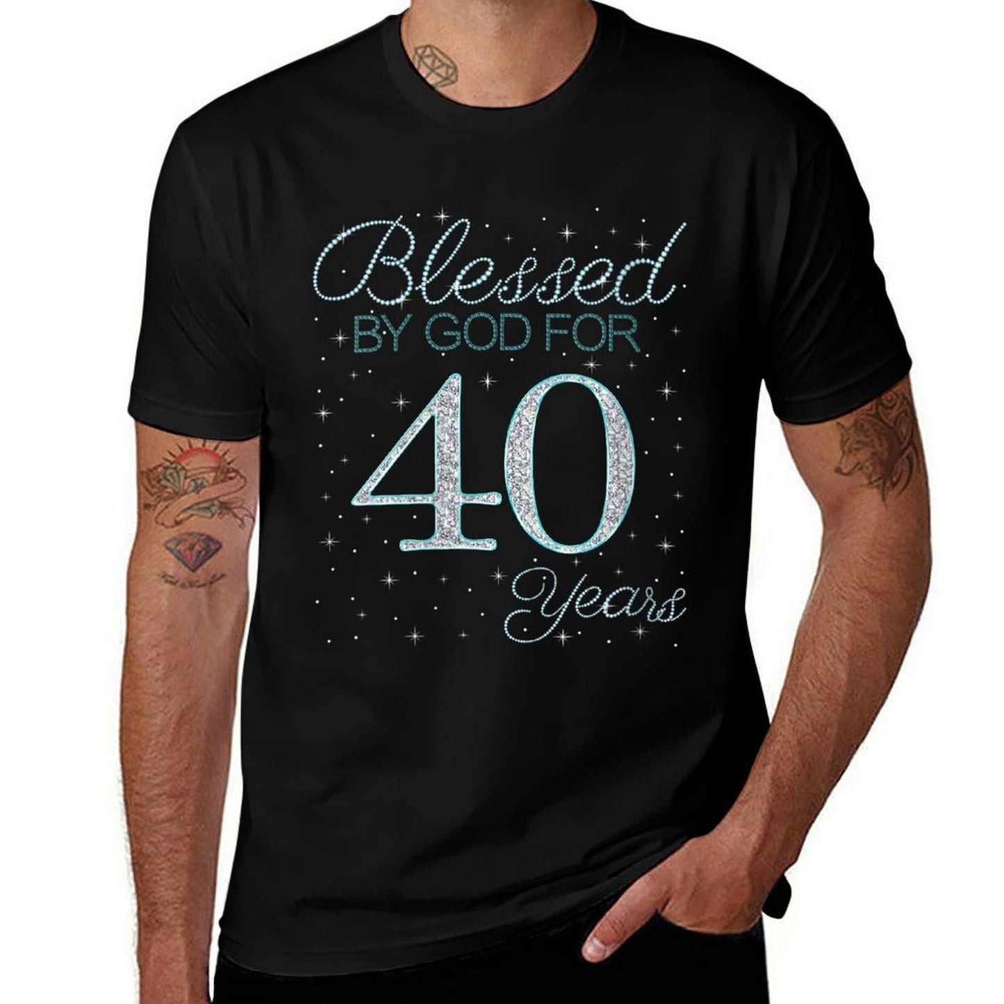 Womens Blessed By God For 40 Years 40th Birthday 40 Year Old Gifts High-quality Stitching T-Shirt