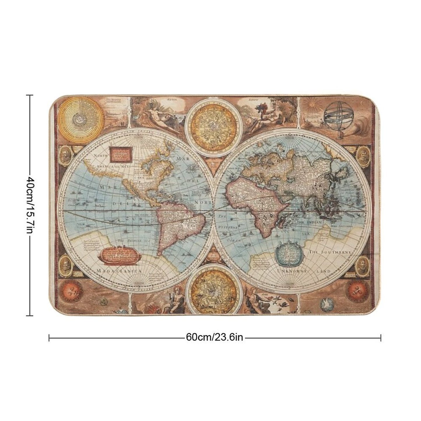 Vintage World Map Eco-Friendly Bath Mat