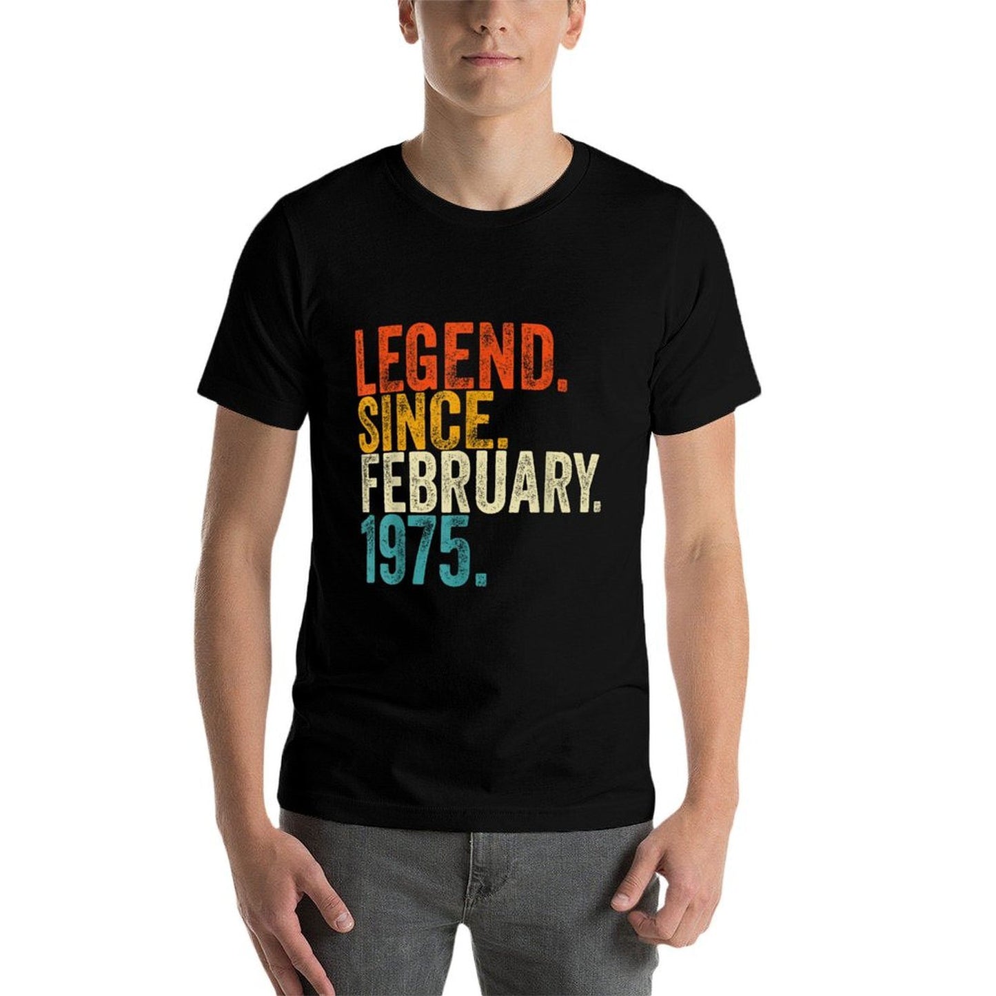 50 Years Old Legend Since February 1975 Retro 50th Birthday Heathered Texture T-Shirt