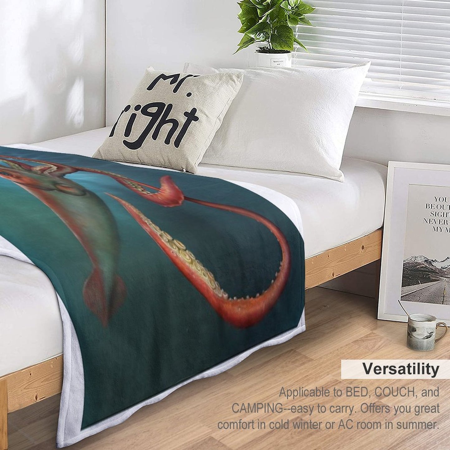 Giant Squid Plush Throw Blanket