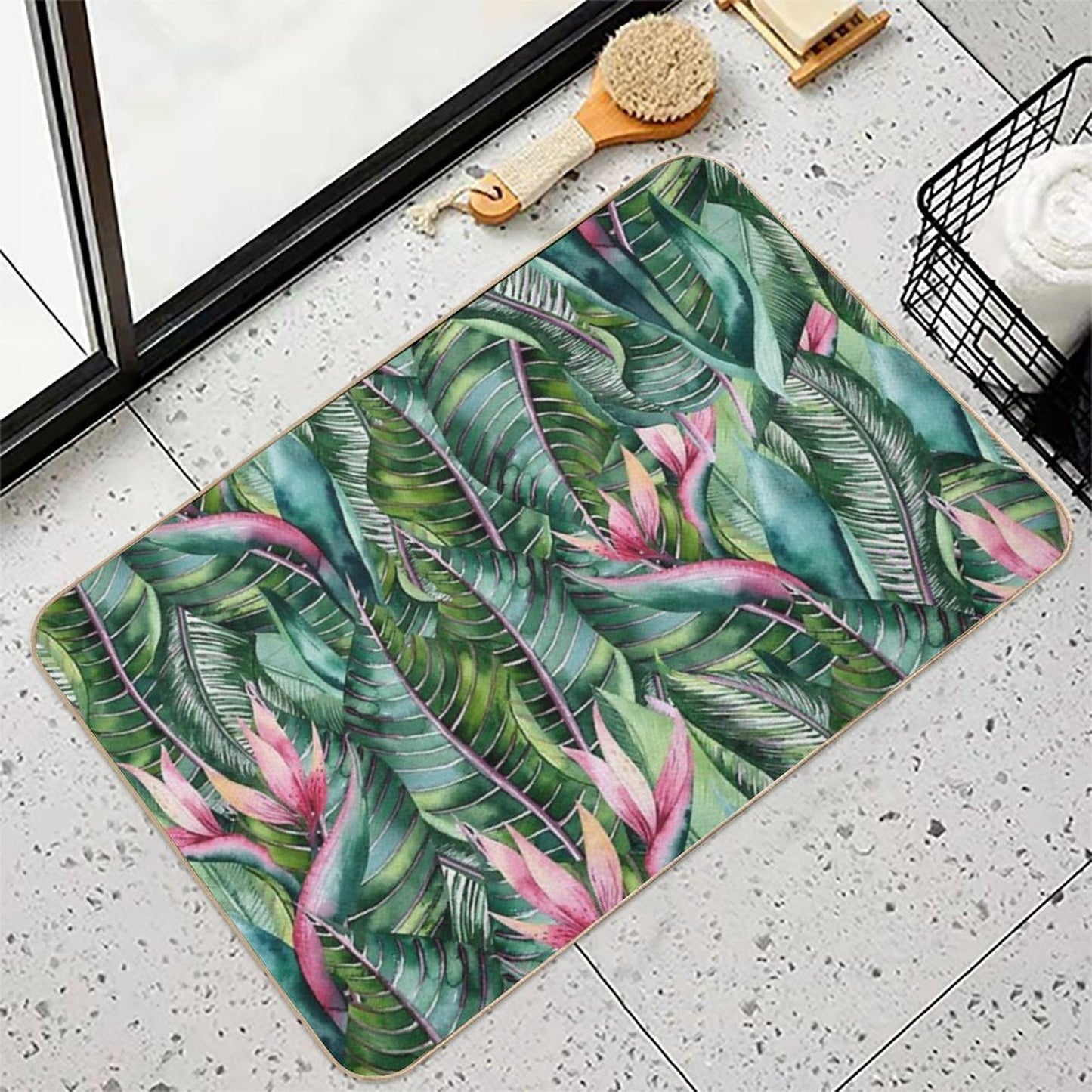 Tropical Banana Leaf Print Eco-Friendly Bath Mat