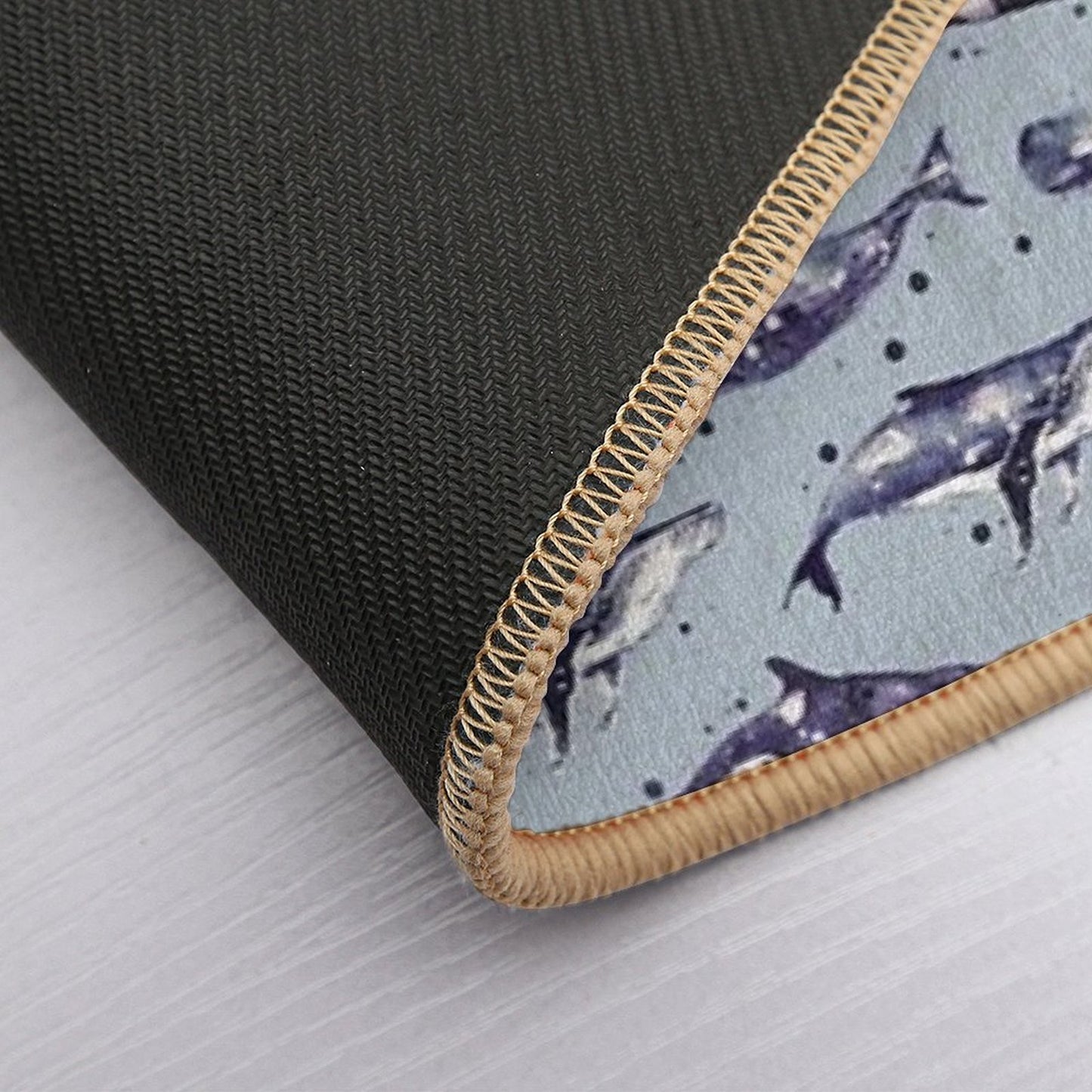 Watercolor Whale Trio in Grey Eco-Friendly Bath Mat