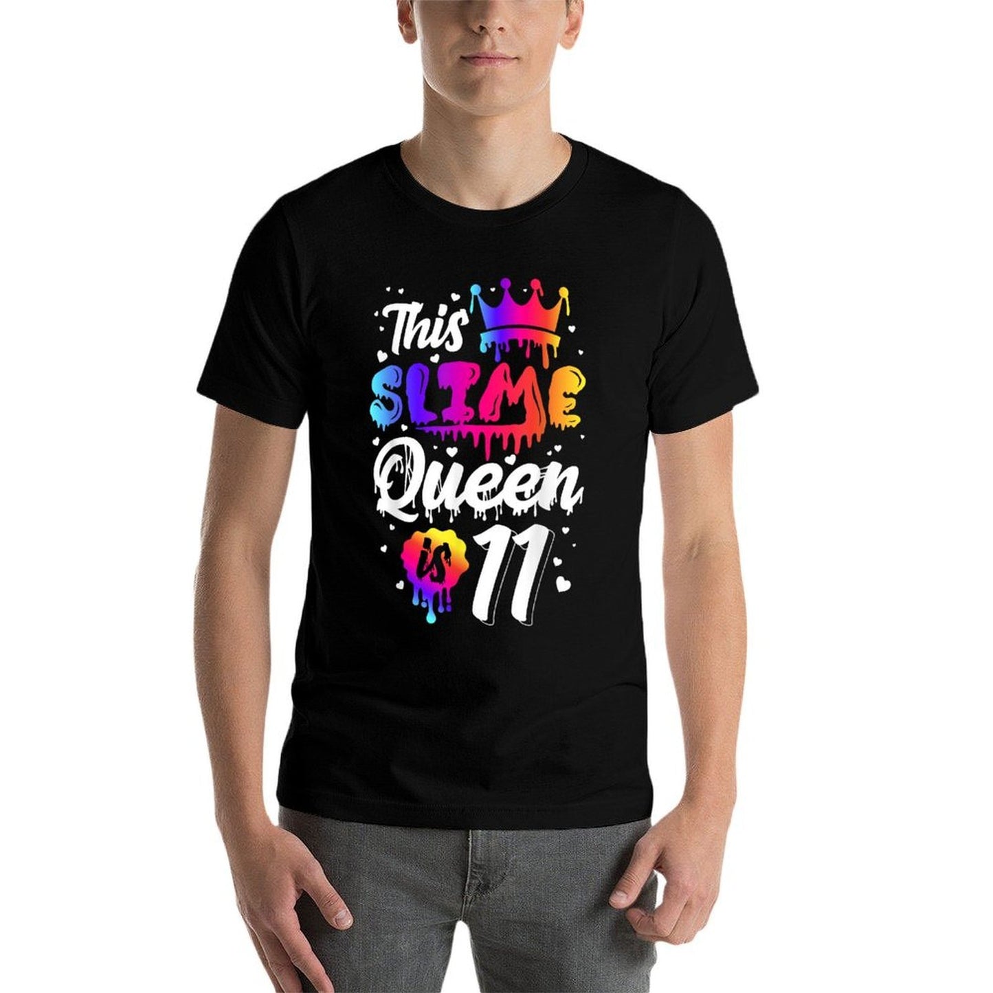 This Slime Queen Is 11 Years Old 11th Slime Birthday Girls Relaxed-fit T-Shirt