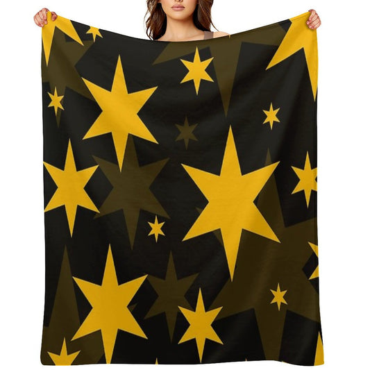 Retro Pop Art Yellow Star Pattern Premium Throw Blanket