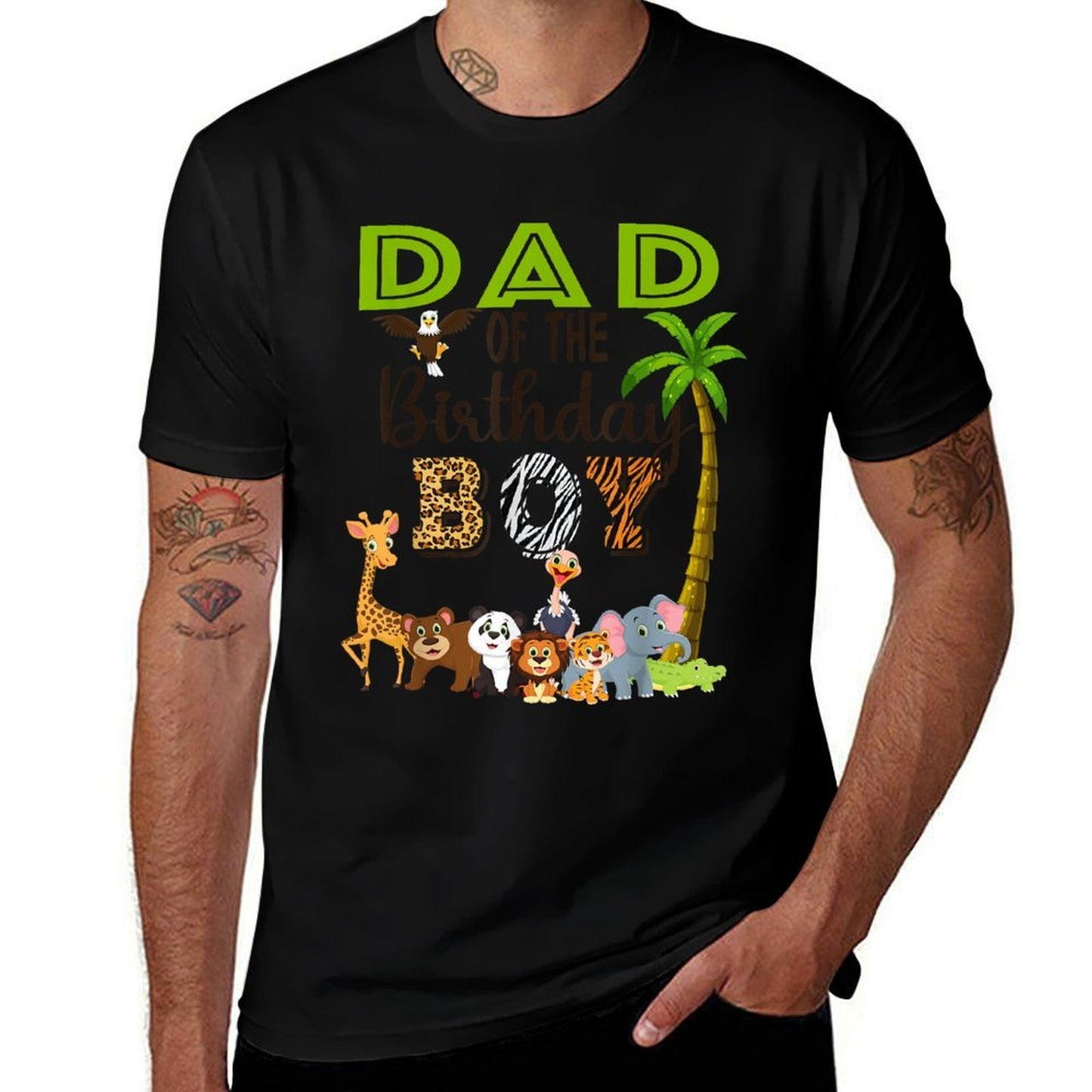 Dad of The Birthday Boy Wild Zoo Theme Safari Party Tagless Design T-Shirt