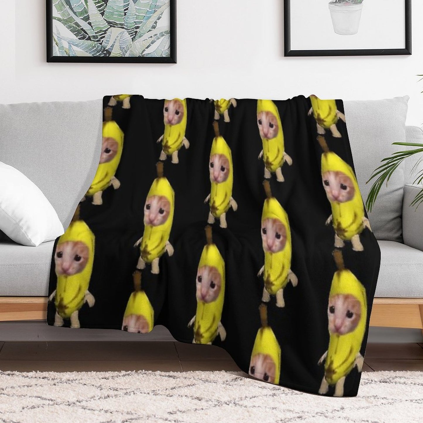 Banana Cat Eco-conscious Throw Blanket