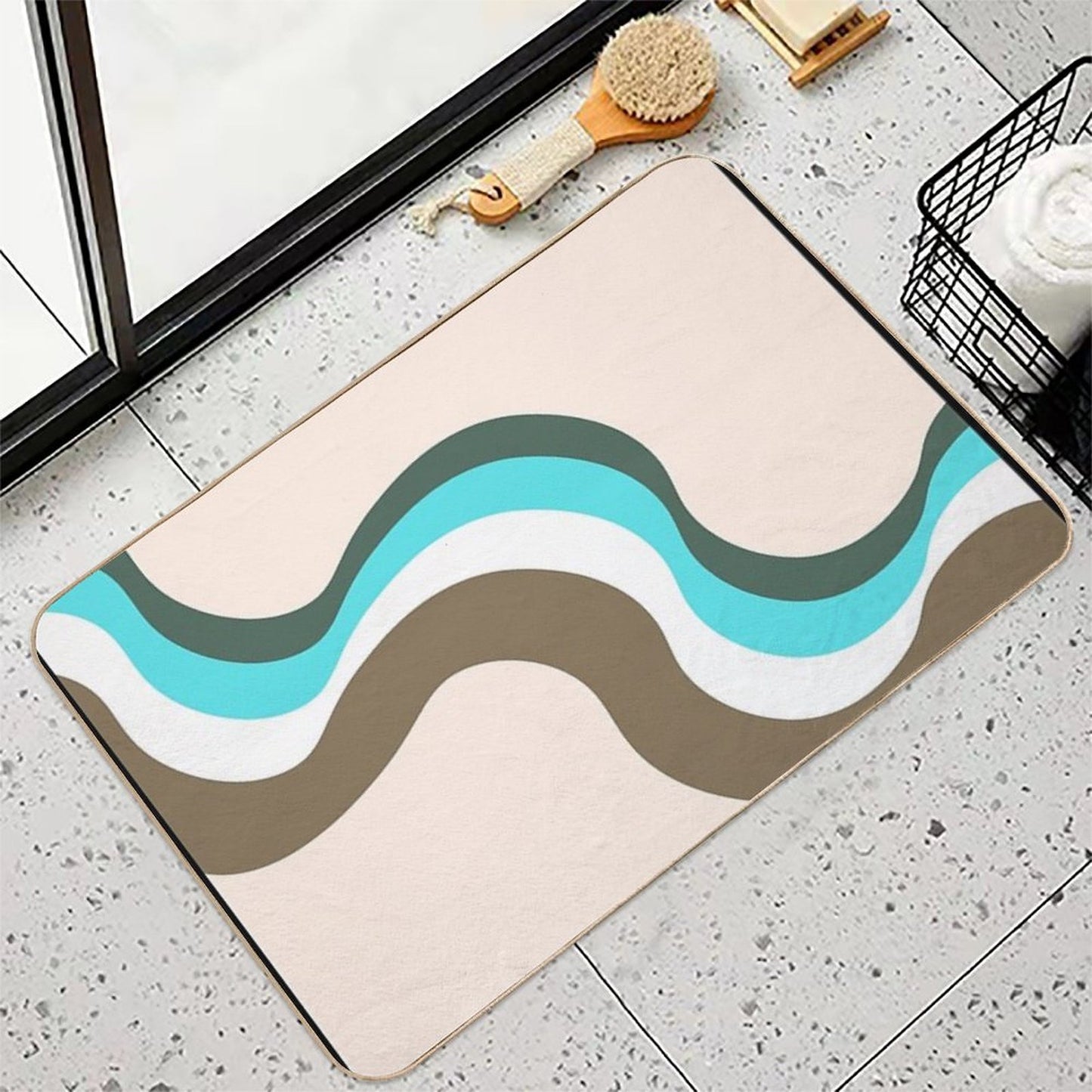 Retro Wave Abstract Print III Stain-Proof Bath Mat