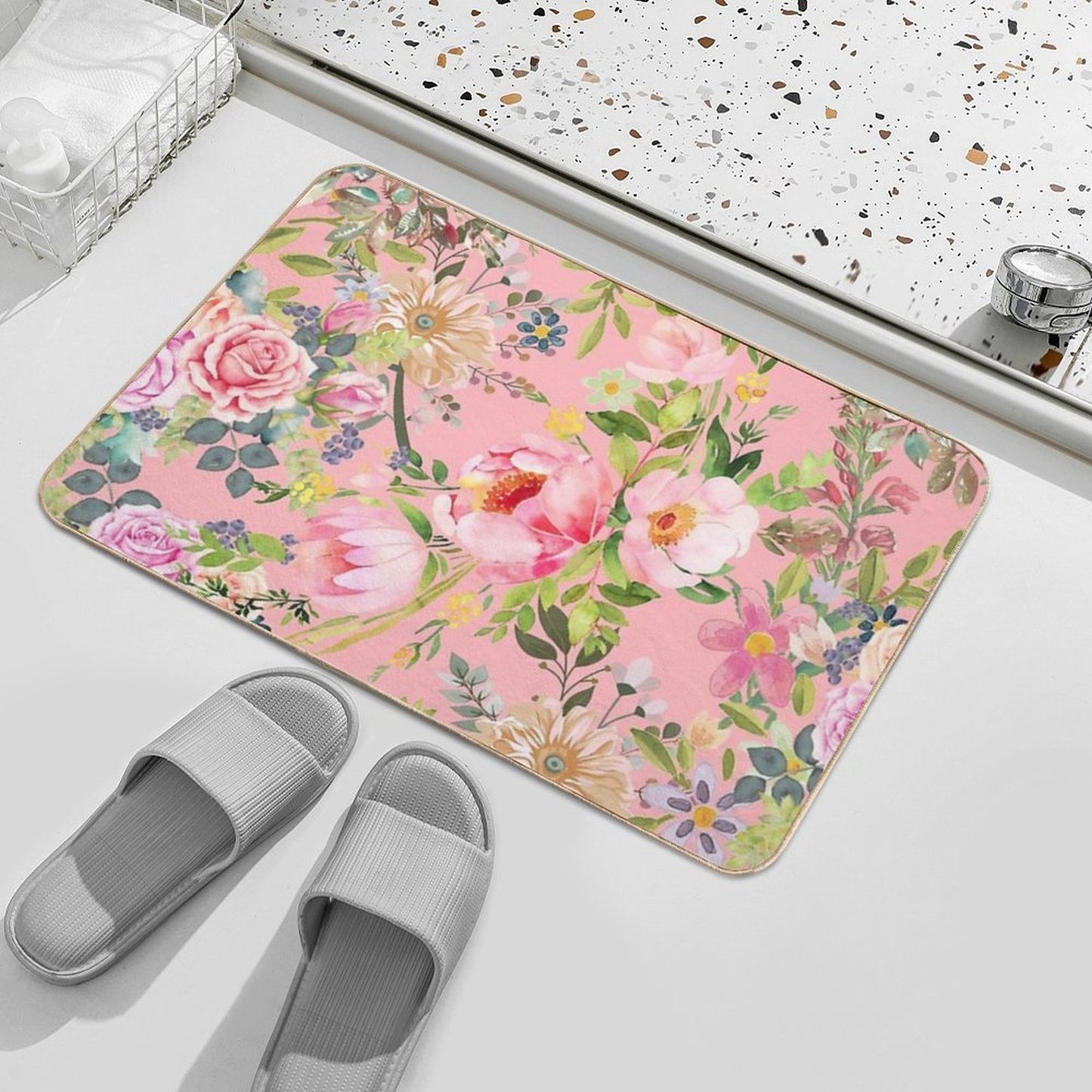 Vintage Floral Pattern Long-Lasting Bath Mat