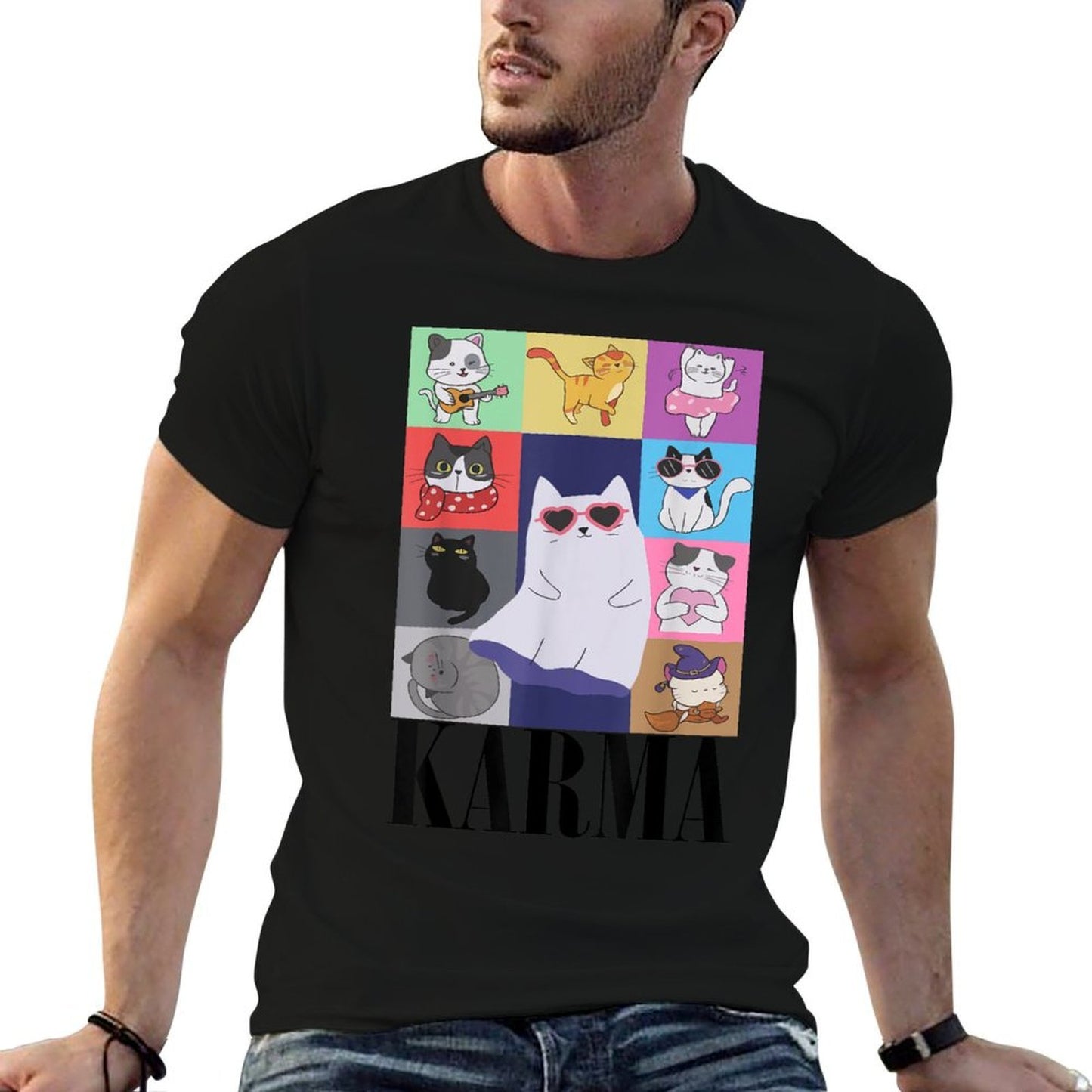 Vintage Cat Music Forns Girls Kids Women Men Karma Relaxed-fit T-Shirt