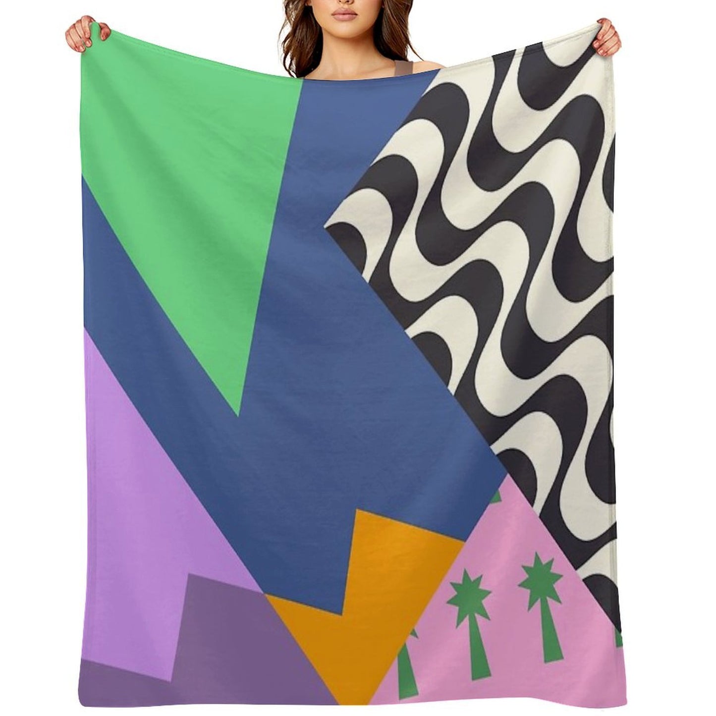 Colorful Abstract Geometric Pop Art Travel-friendly Throw Blanket