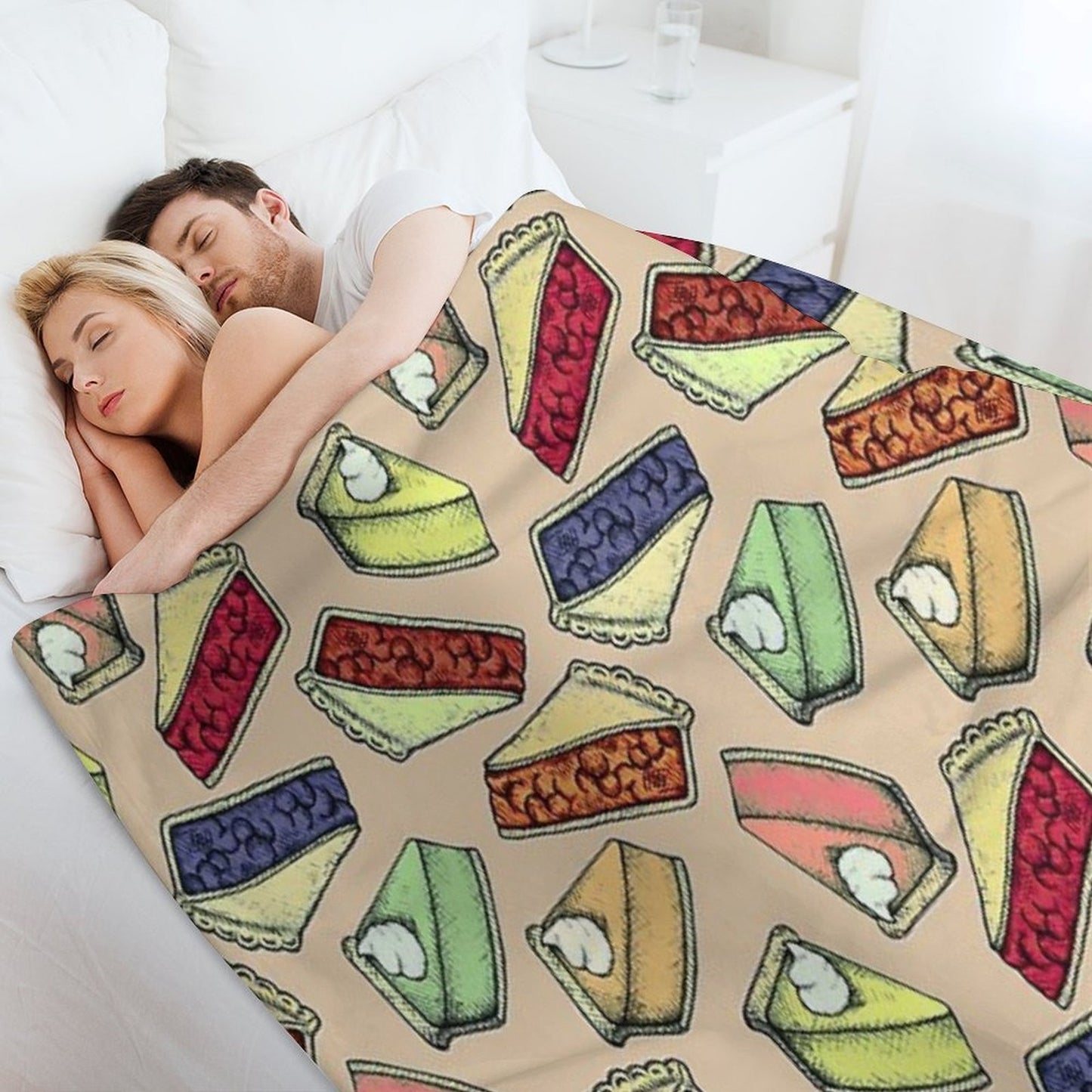 Easy As Pie - Cute Illustrations of Pie on Neutral Tan Quick-dry Throw Blanket