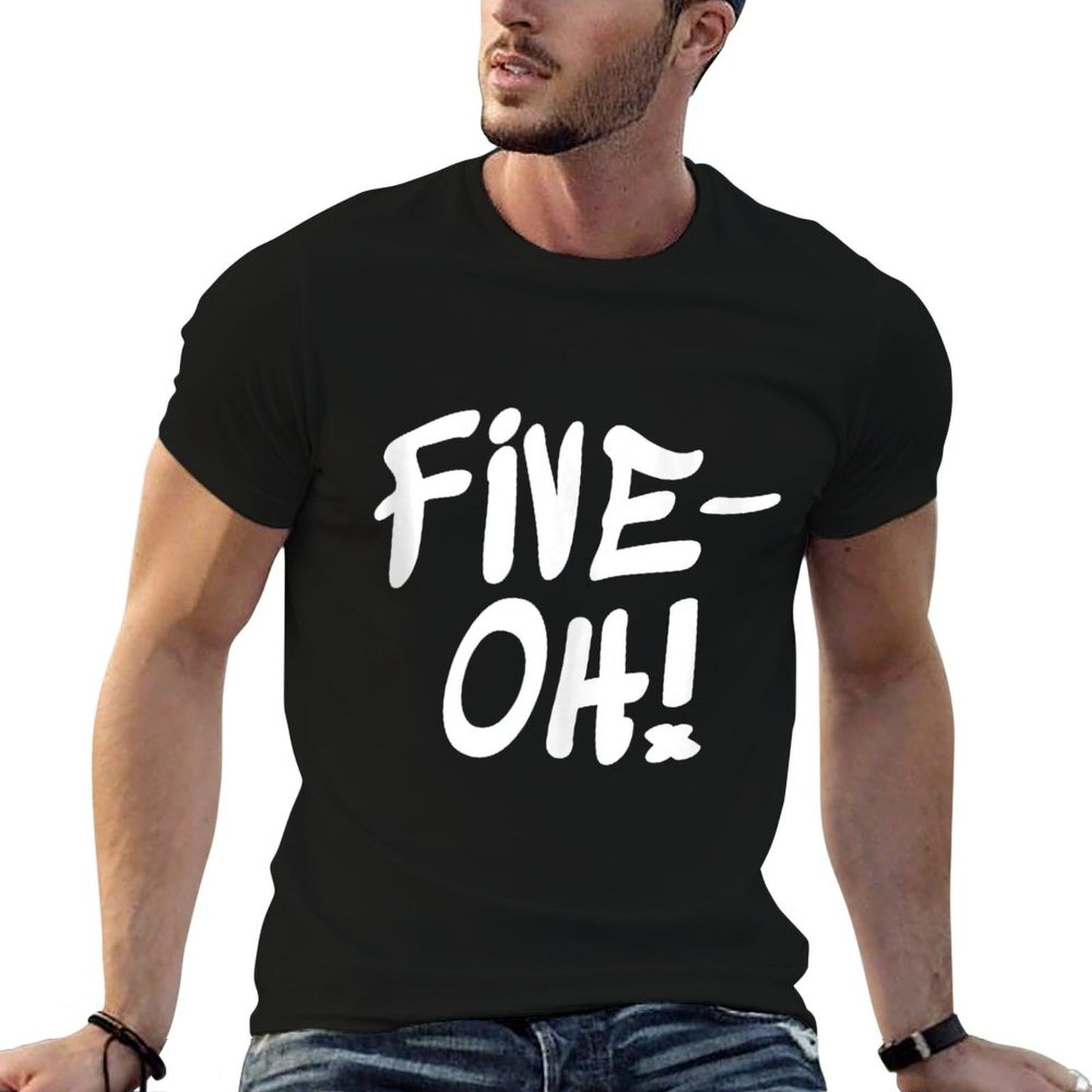 Five Oh Fifty Funny 50th Birthday Gift Oversized Silhouette T-Shirt