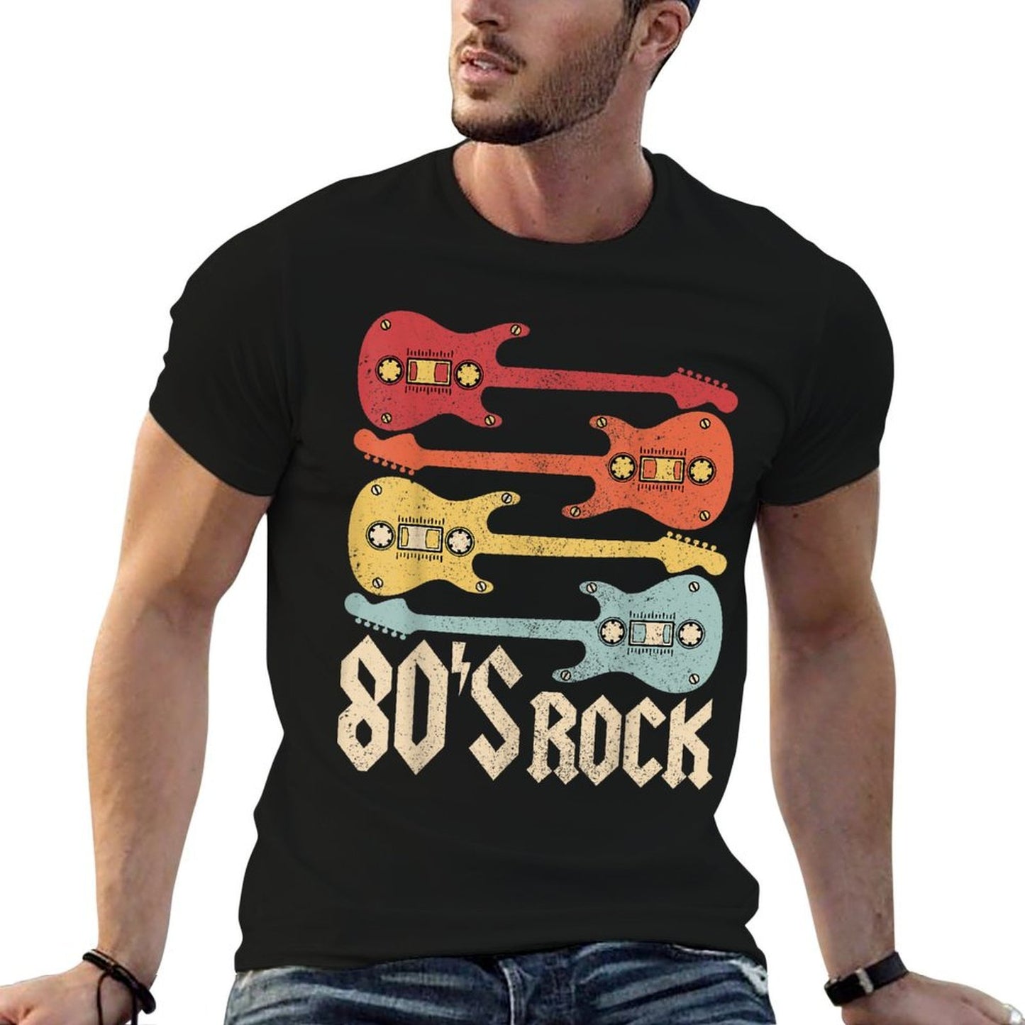 80s Rock Band Guitar Cassette Tape 1980s Vintage 80s Costume Durable T-Shirt