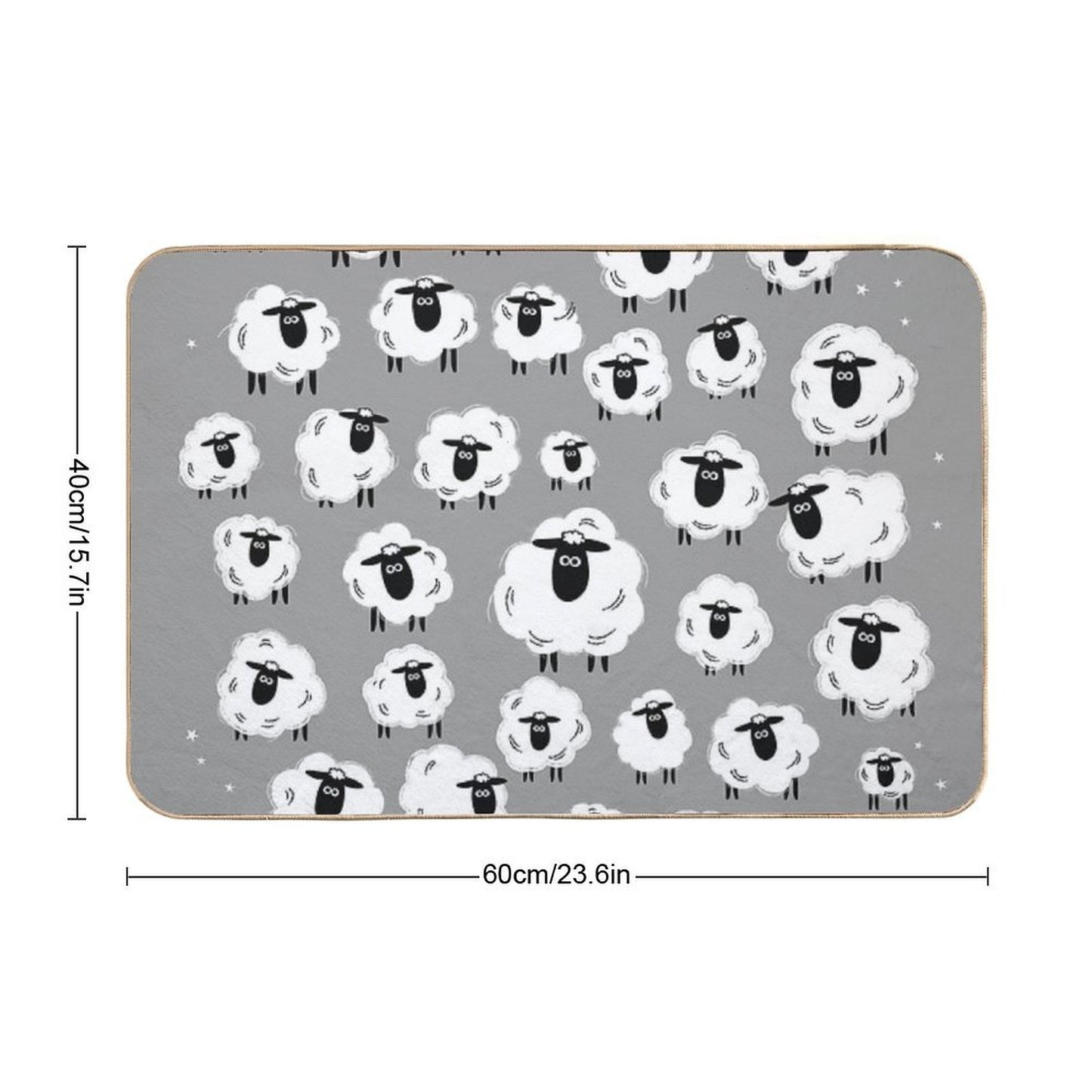 Sheep Well #18 (Gray) - Flock of Sheep - Counting Sheep Non-Slip Bath Mat