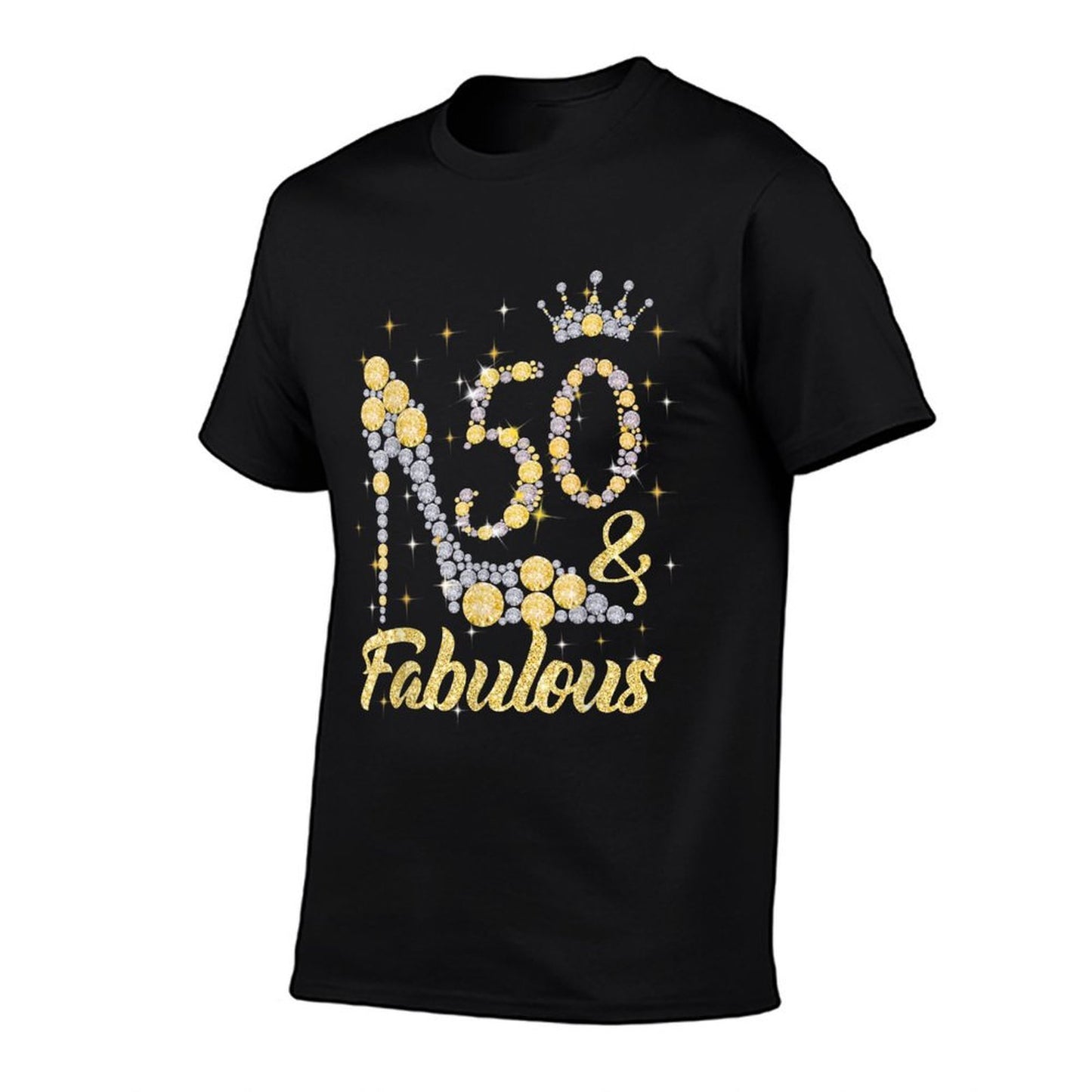 50 & Fabulous 50 Years Old 50th Birthday Diamond Crown Shoes Ribbed Collar T-Shirt