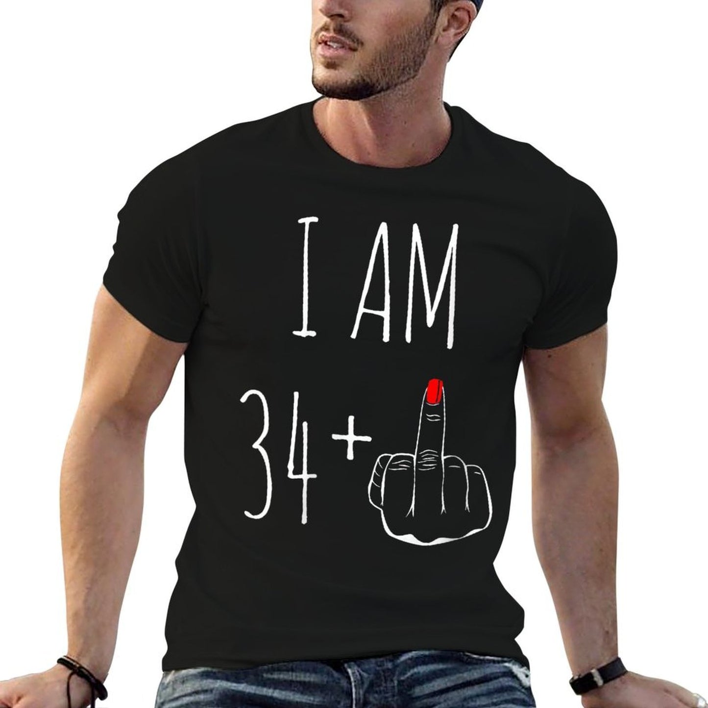 Womens I Am 34 Plus 1 Middle Finger For A 35th Birthday Trendy Pattern T-Shirt