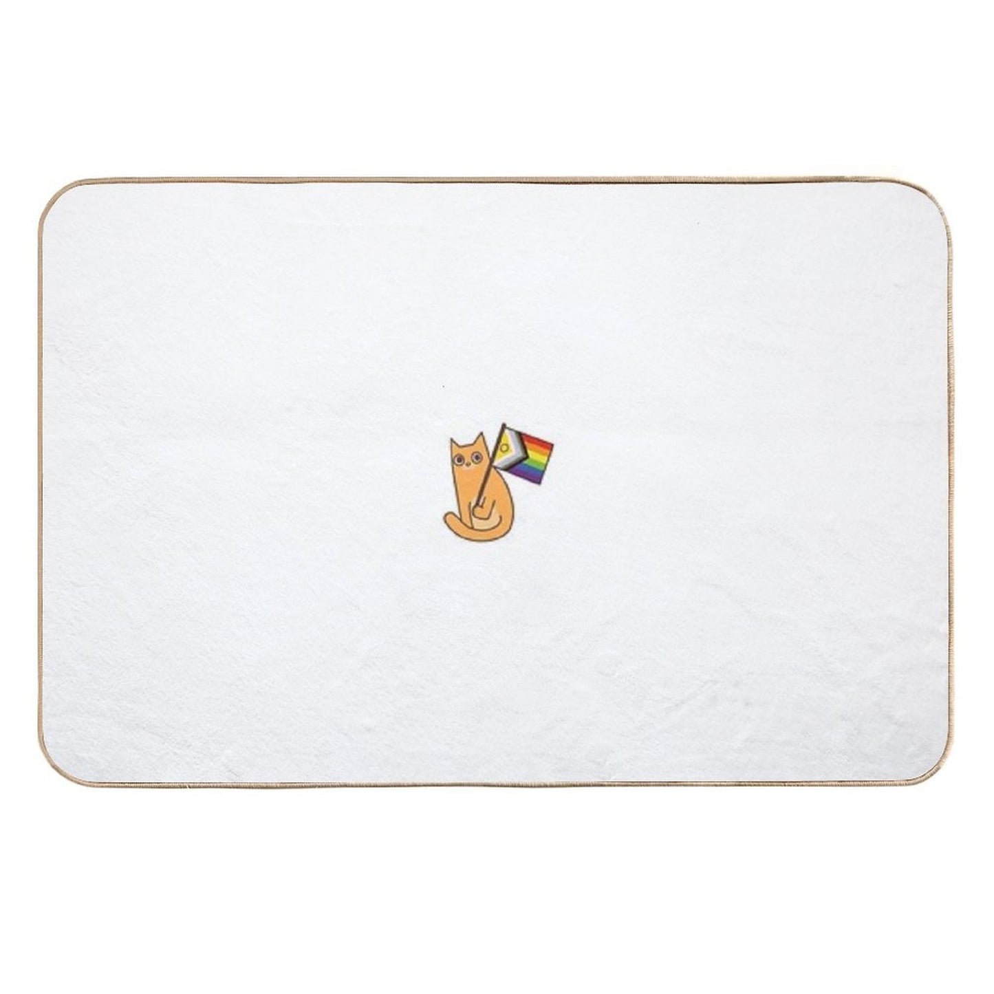 LGBTQIA+ Pride Flag Ginger Cat Sticker Pet-Safe Bath Mat