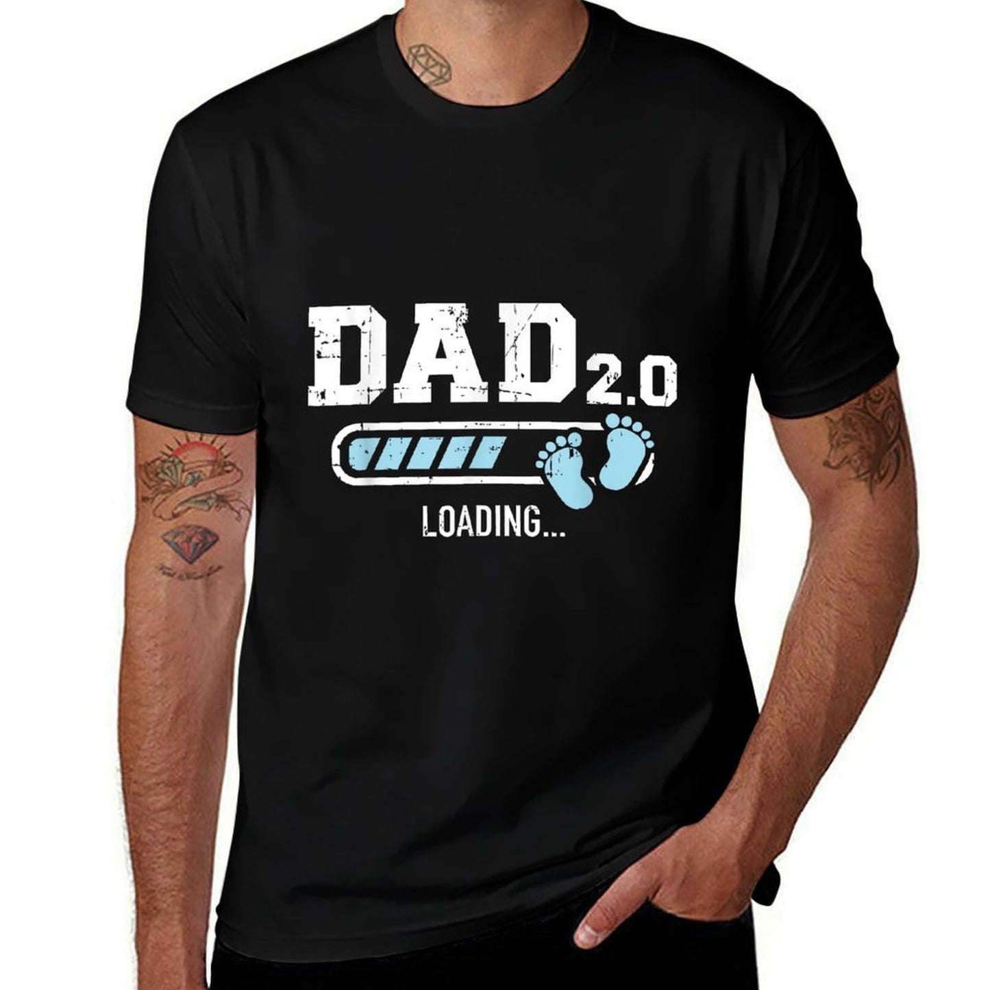 2nd Second Time Dad Loading Bar Baby Announcement Slim-fit Cut T-Shirt