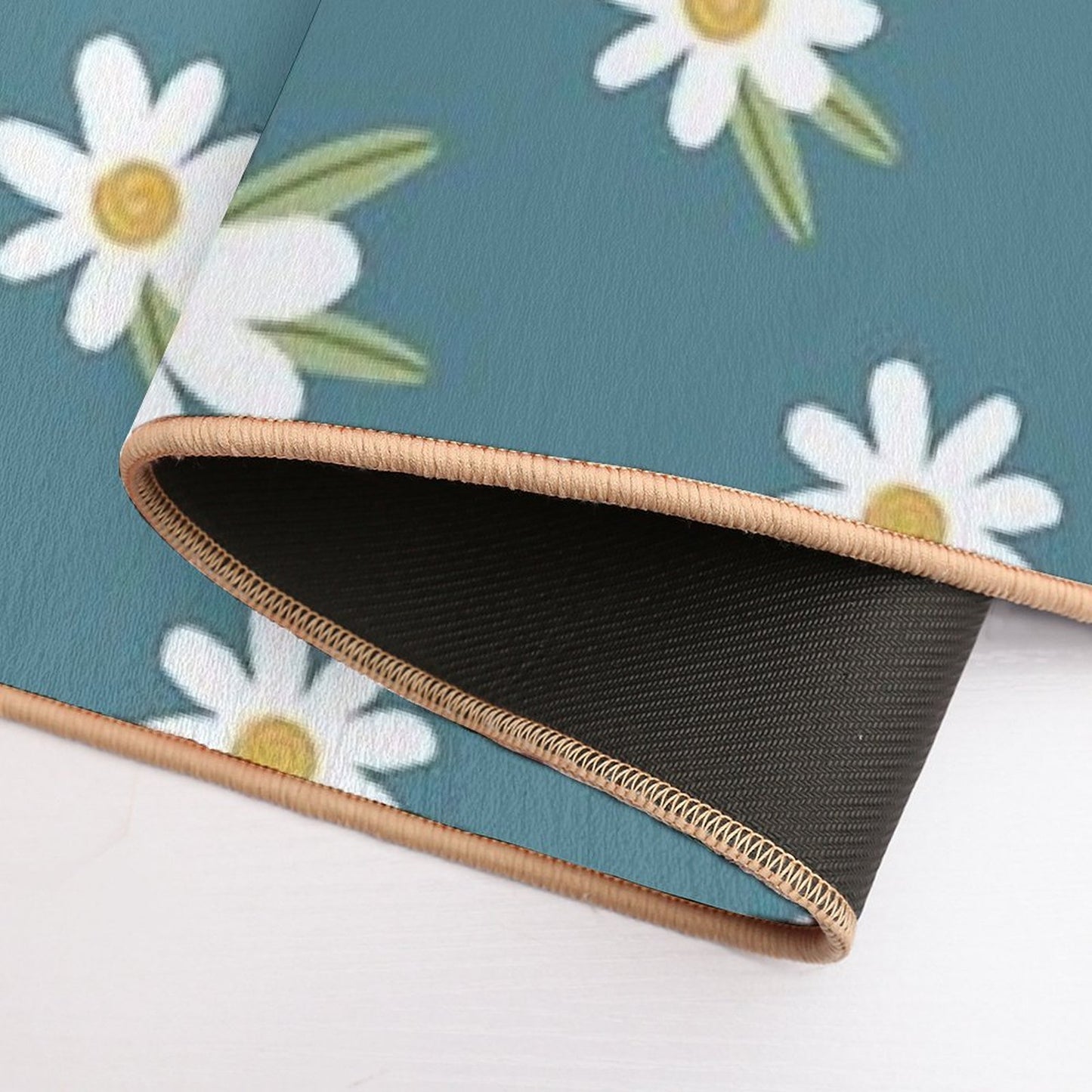 Daisies on Teal Green Eco-Friendly Bath Mat