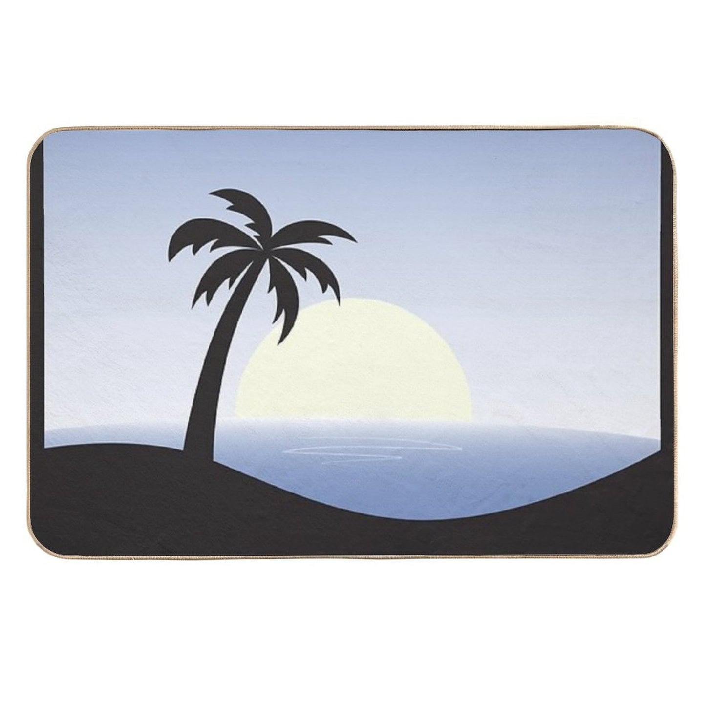 Beach Silhouette (Blue) Easy Maintenance Bath Mat
