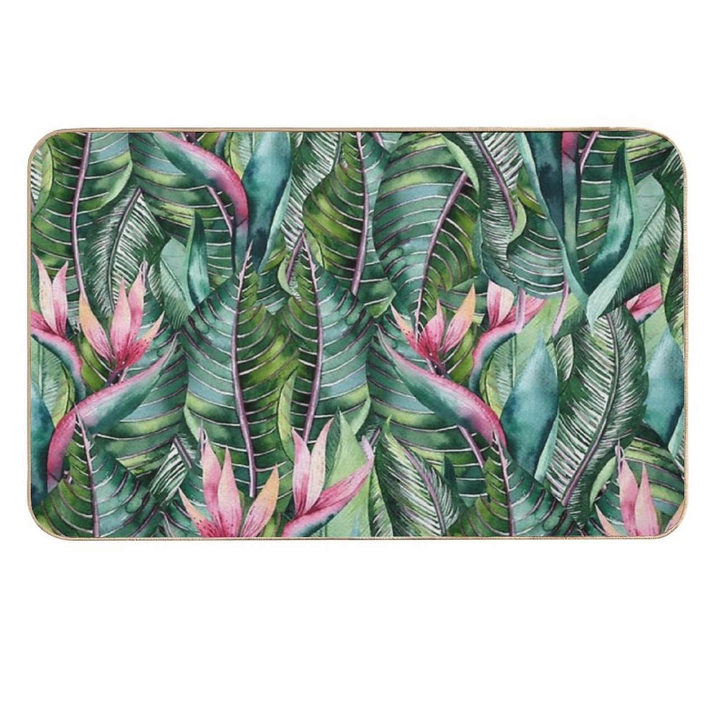 Tropical Banana Leaf Print Eco-Friendly Bath Mat