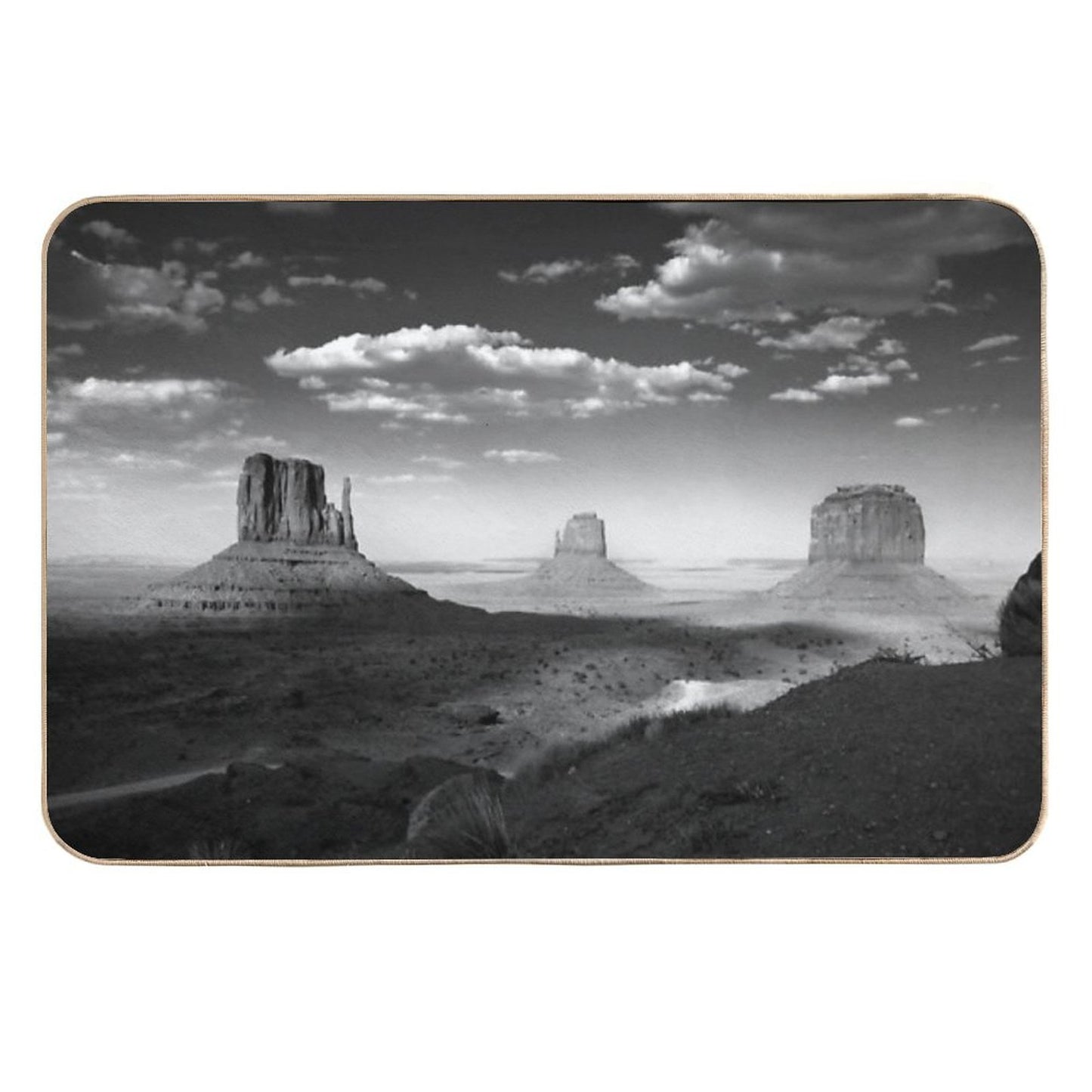 Monument Valley in Black & White Easy To Clean Bath Mat