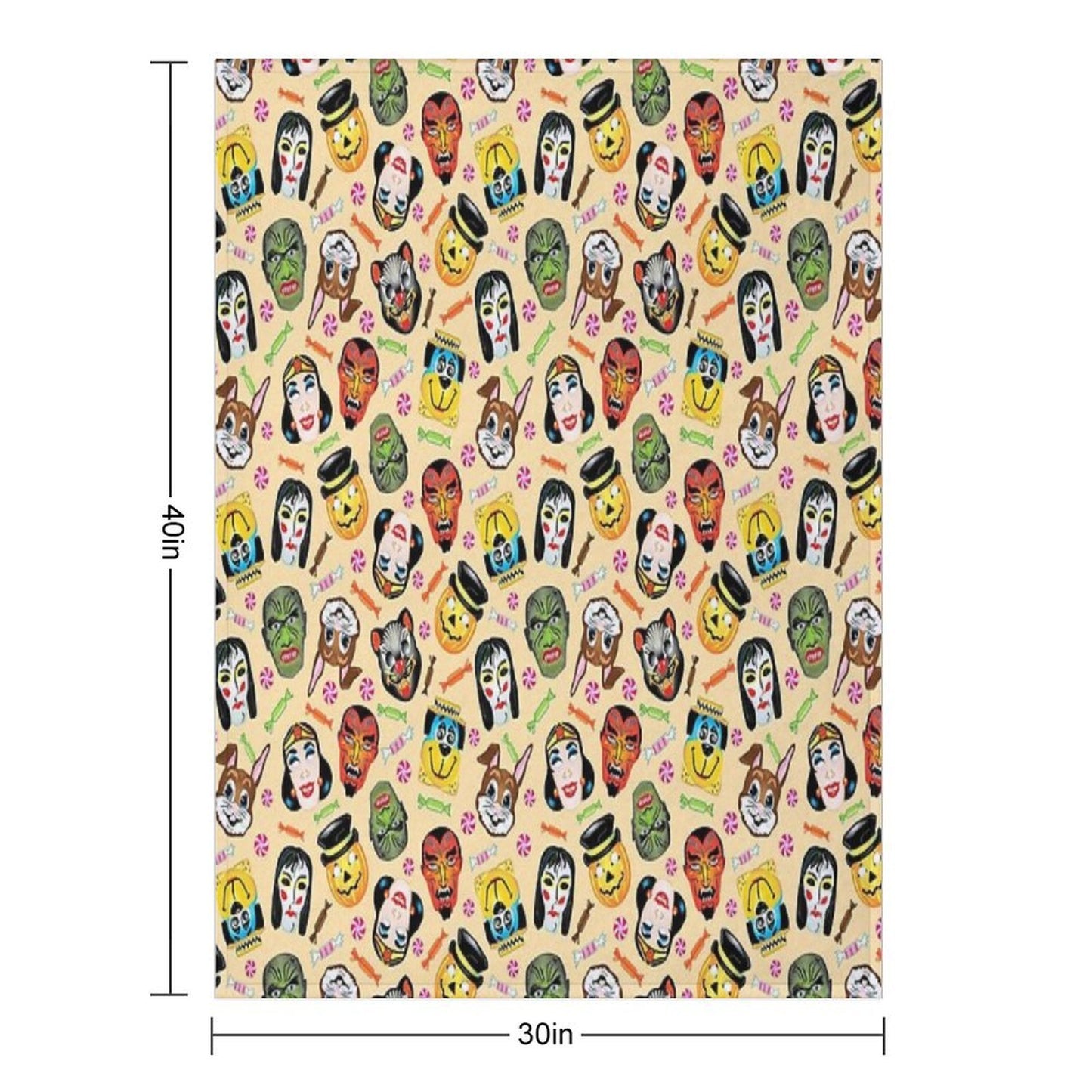 Vintage Halloween Masks And Hard Candy Sustainable Throw Blanket