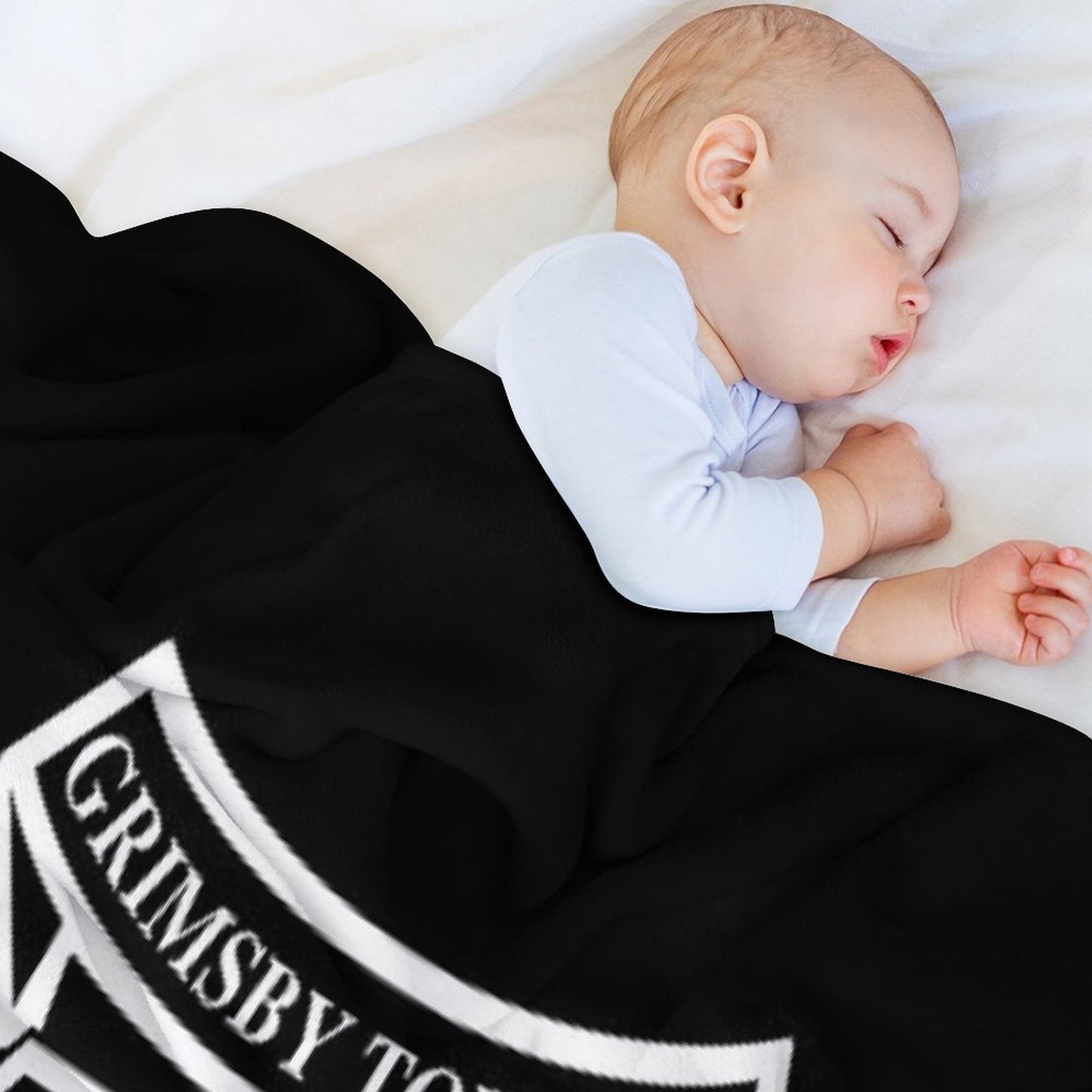 GTFC Est 1878, Premier, Black And White, Basic Logo, Grimsby Town Shrink-resistant Throw Blanket