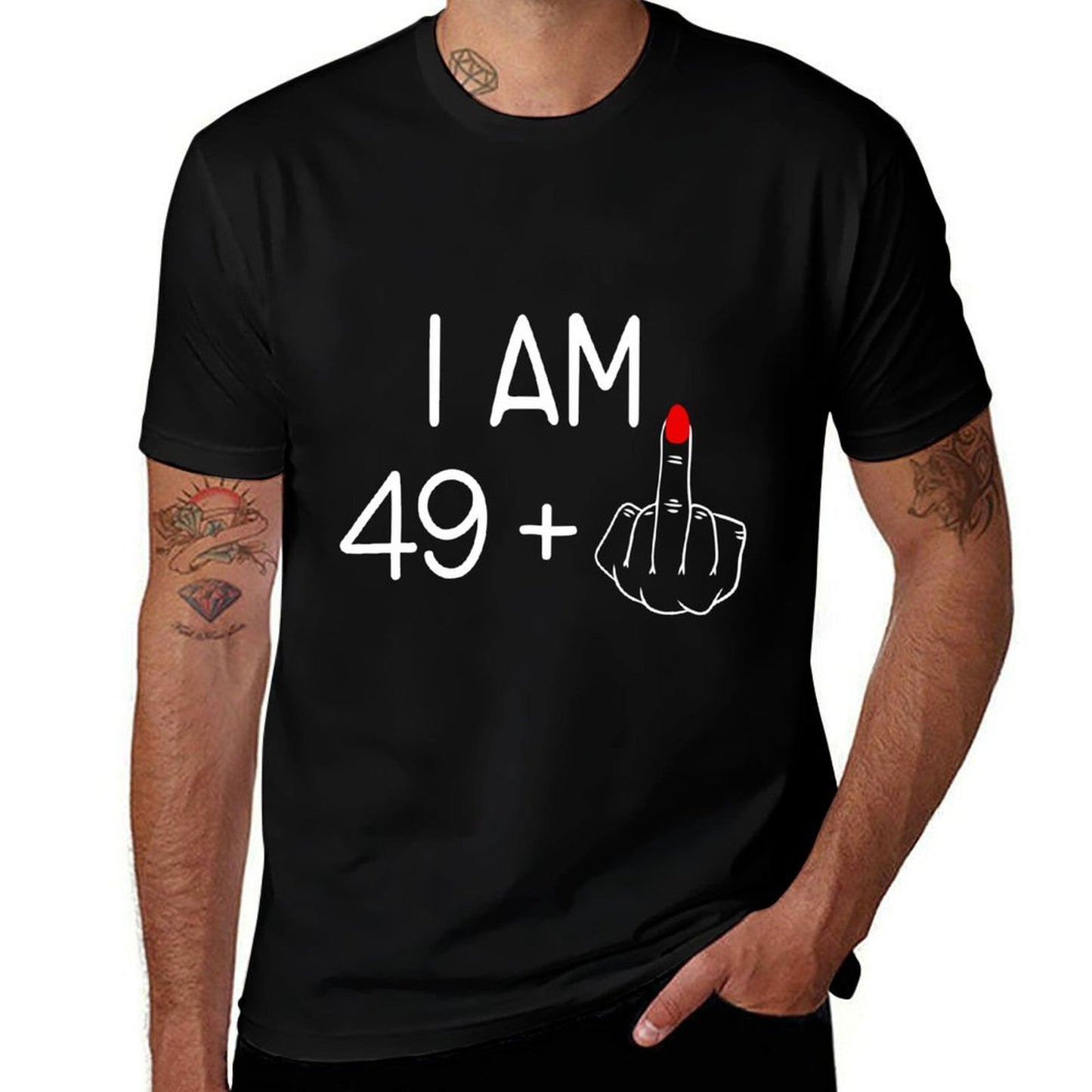 Womens I Am 49 Plus 1 Middle Finger for 50th Birthday Women Lightweight T-Shirt