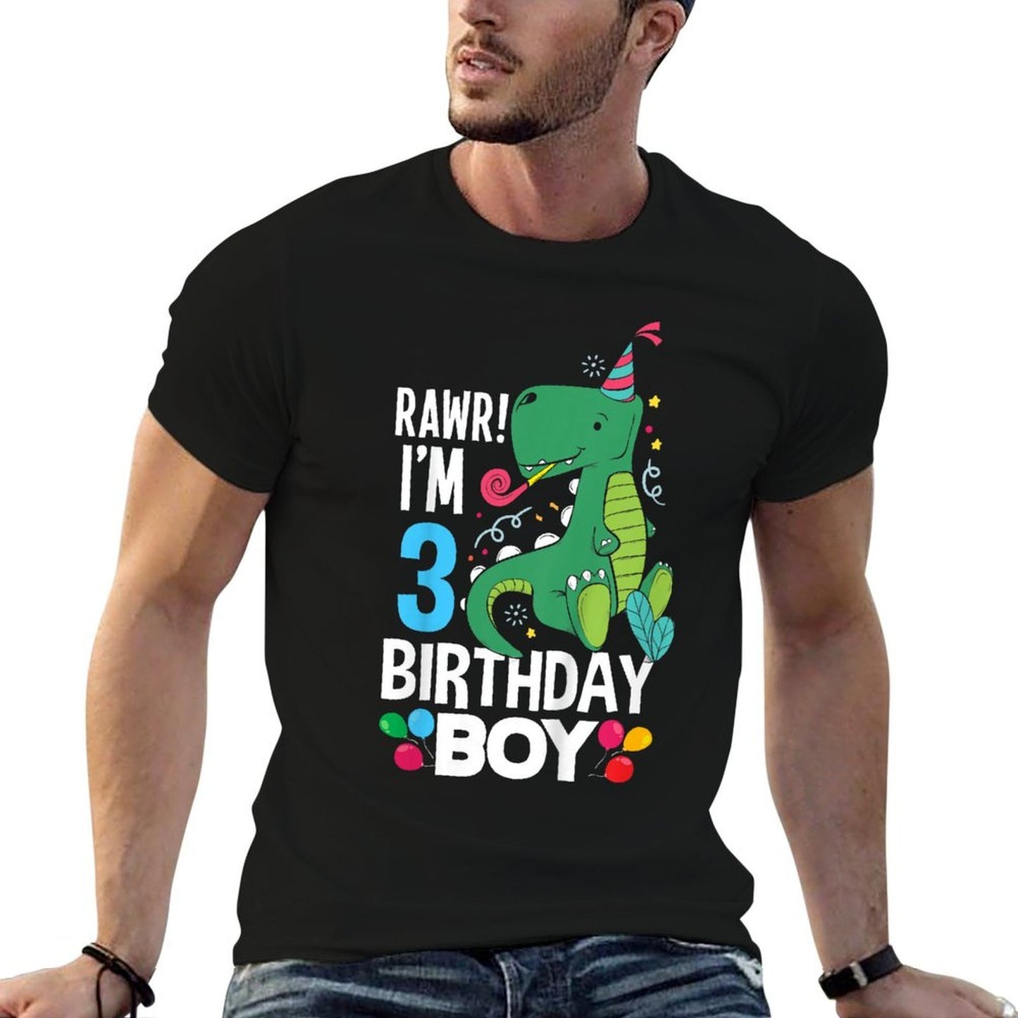 Kids 3rd Birthday Boys 3 Year Old Birthday Boy T Rex Dinosaur  Wrinkle-resistant T-Shirt