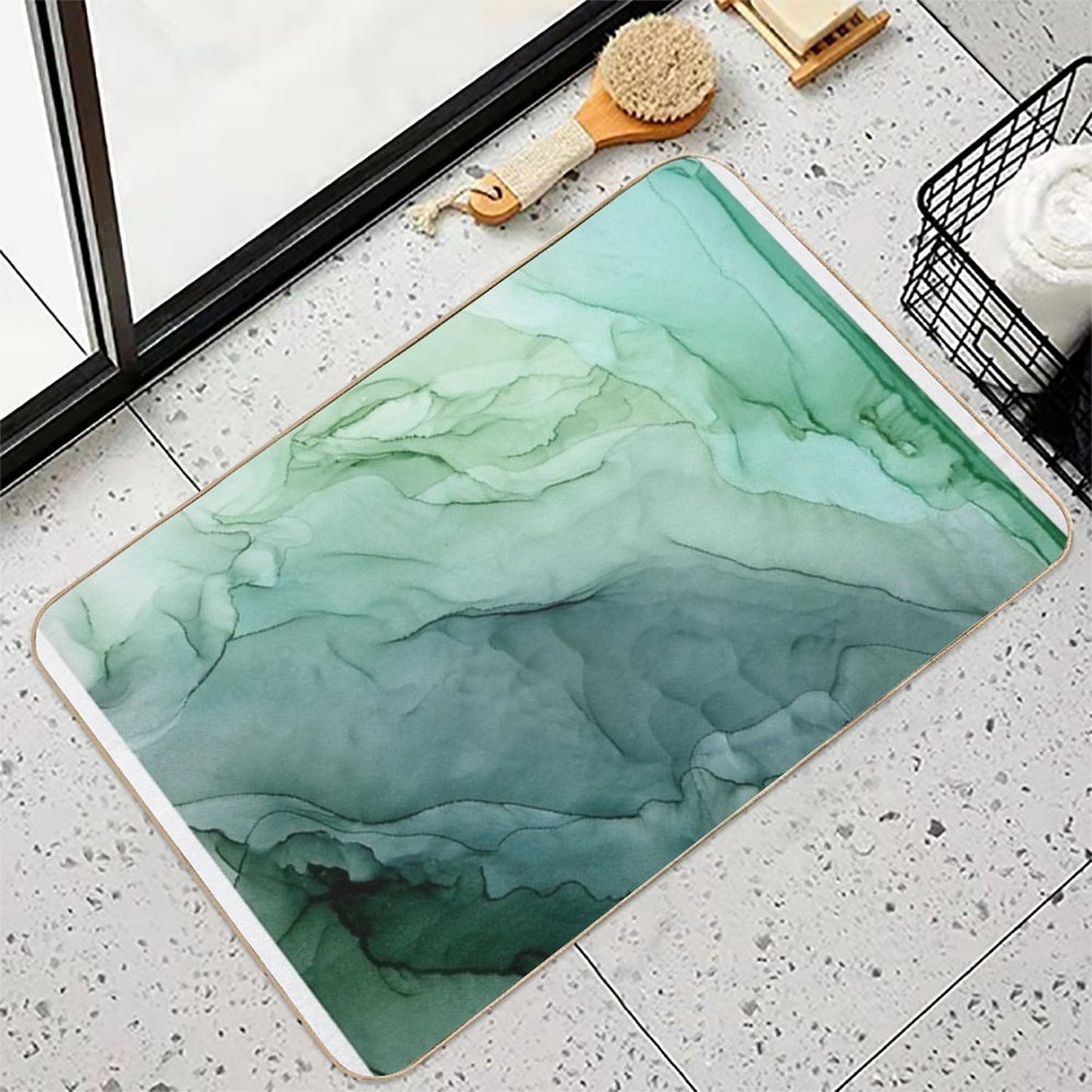 Spring Botanicals Abstract Flow Painting Durable Bath Mat
