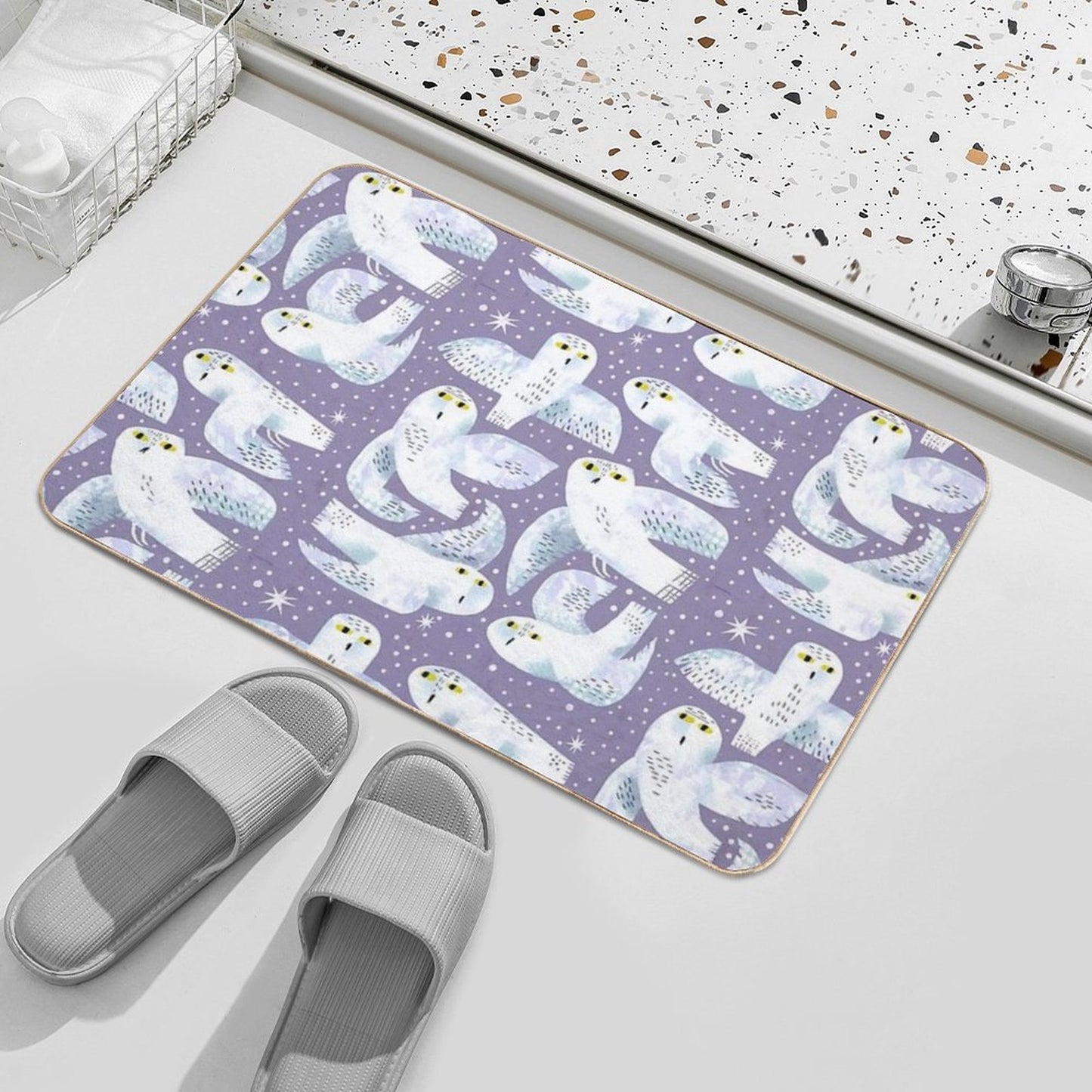 Snowy Owls Repositionable Bath Mat