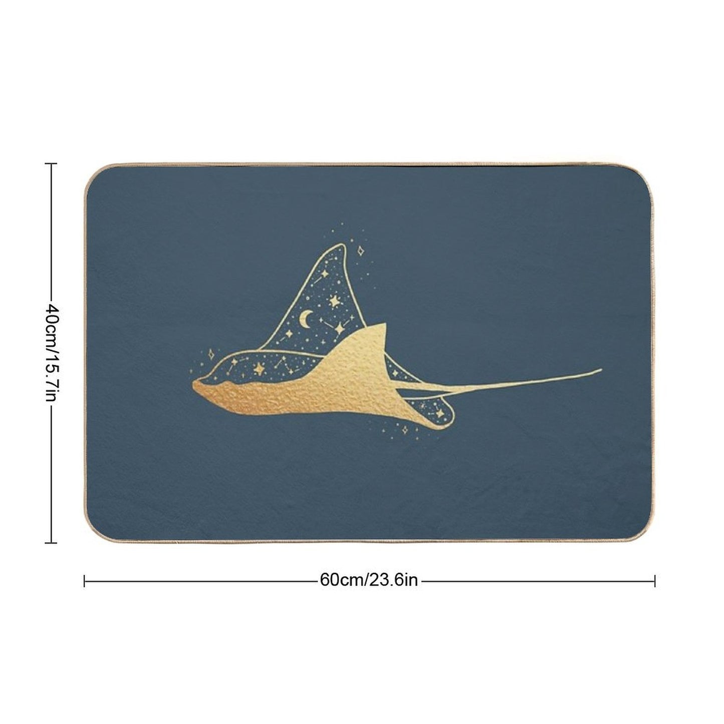 Golden Manta Ray Stars Constellation High-Traffic Bath Mat
