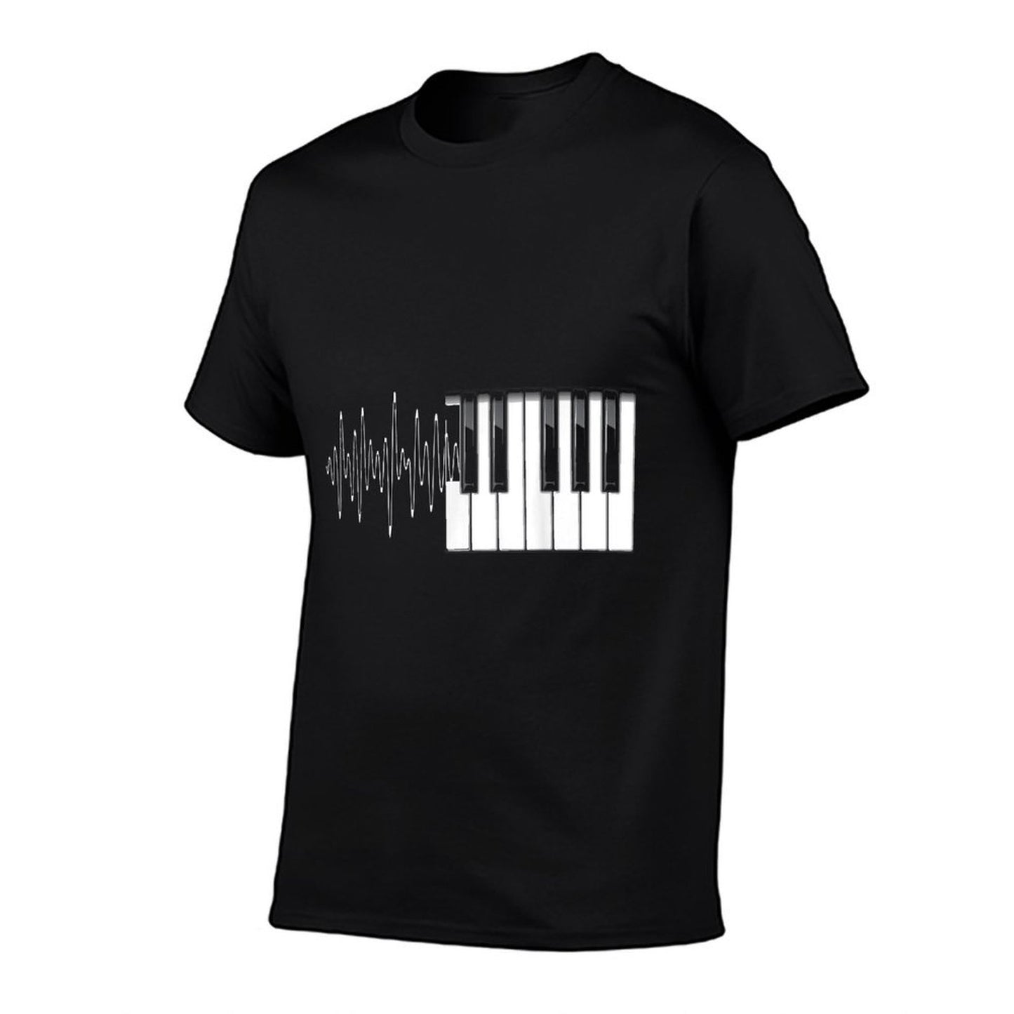 Piano Klavier Heartbeat EKG Pianist Flgel - Music - Unisex Adult - Black - Small - - Classic Fit Vintage-inspired T-Shirt