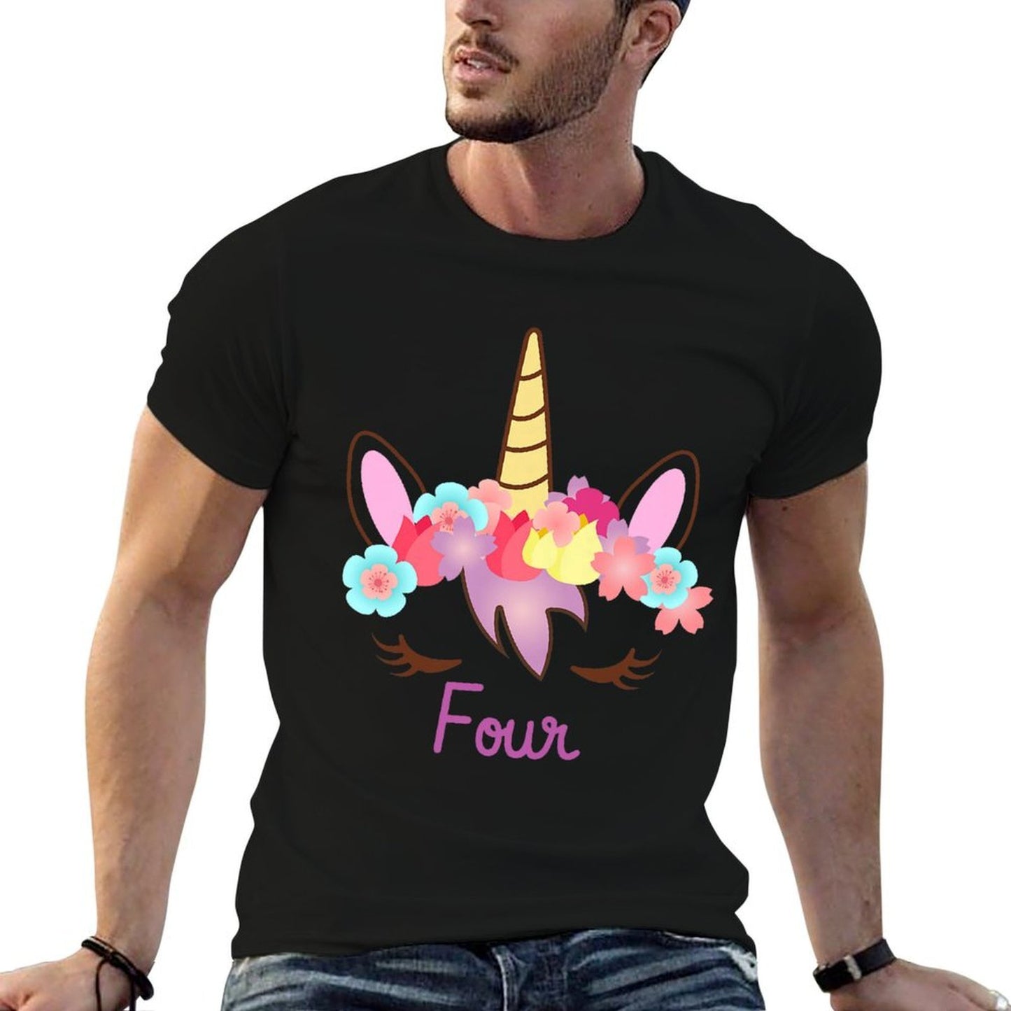 Kids Girls 4th Birthday Unicorn - Unicorn Fourth Birthday Premium  Quick-drying T-Shirt