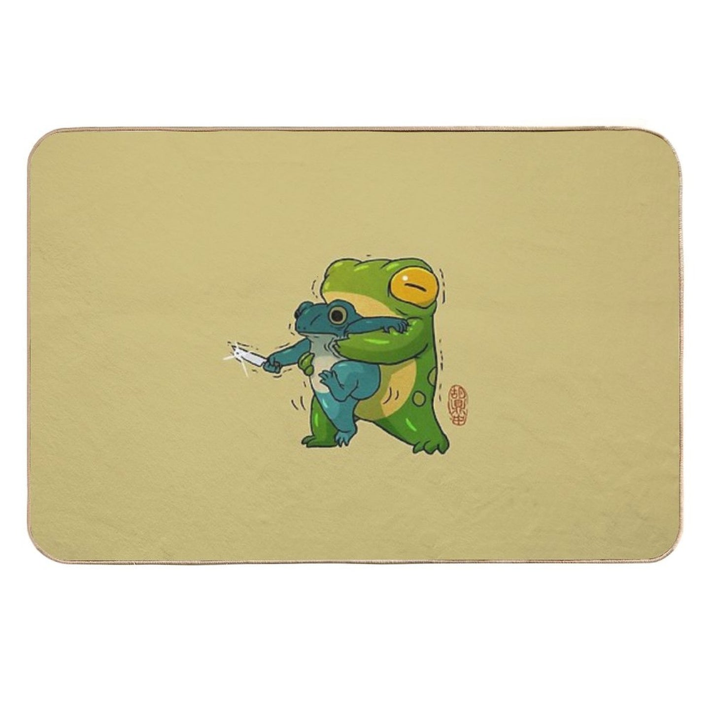 Cute Stabby Frog Being Held Back Let It Go Bro Artwork Asian Style Multi-Purpose Bath Mat
