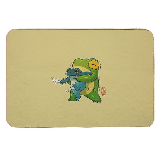 Cute Stabby Frog Being Held Back Let It Go Bro Artwork Asian Style  Multi-Purpose Bath Mat