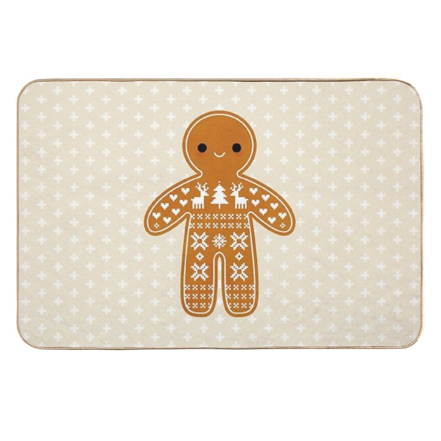 Sweater Pattern Gingerbread Cookie Non-Slip Bath Mat