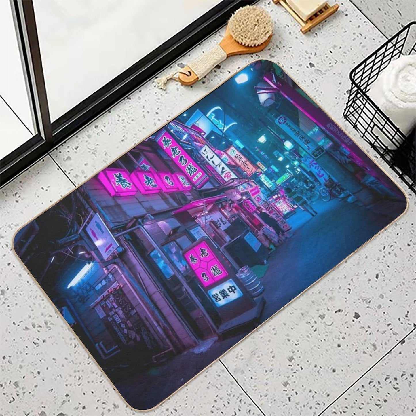Small Streets of Shinjuku Omoide Yokocho Tokyo Area Odorless Bath Mat