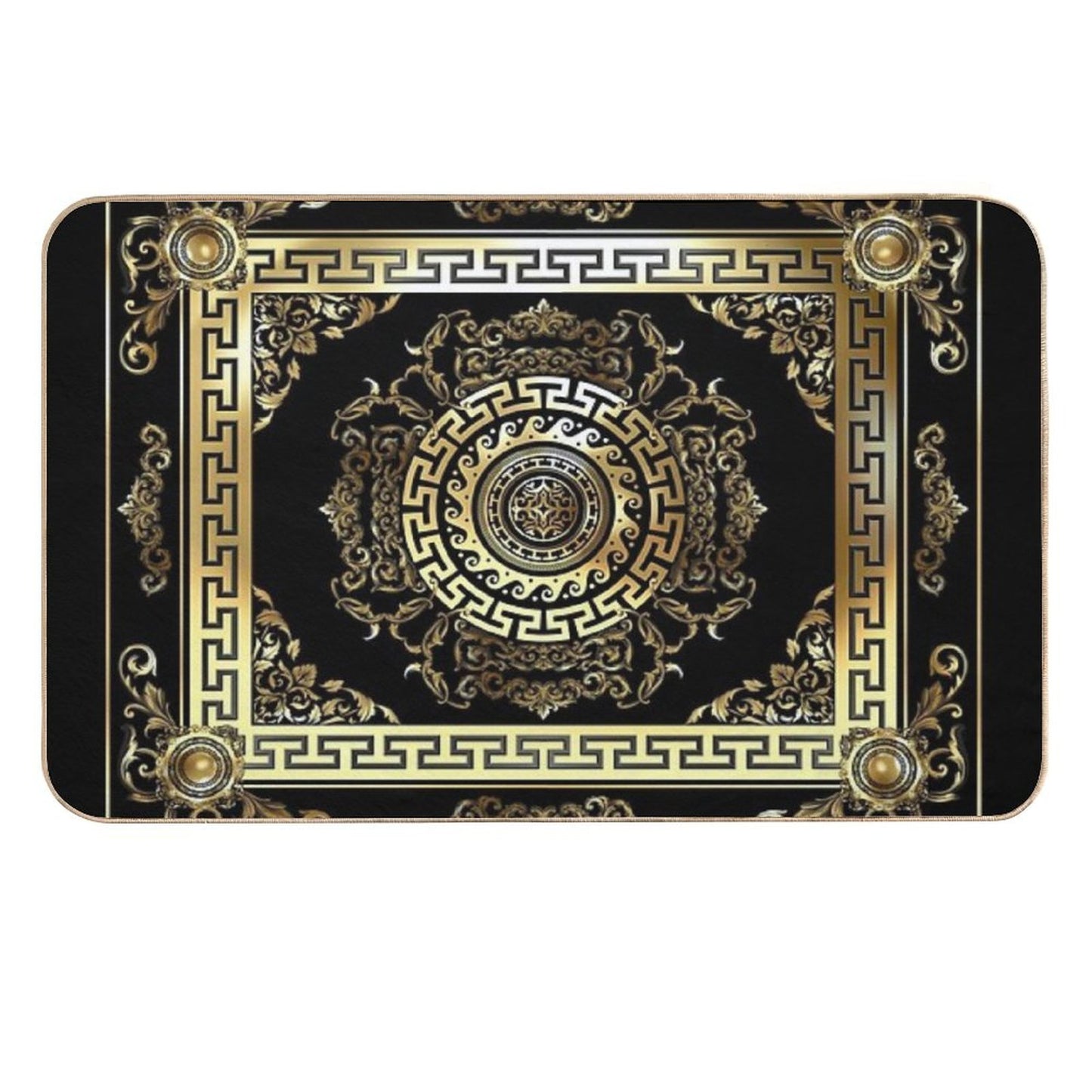 Baroque Gold Black Greek Key Meander Odorless Bath Mat