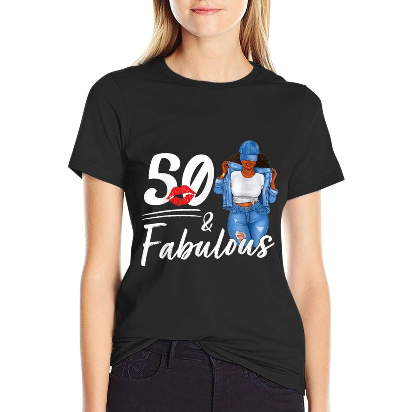 50 And Fabulous 50 Years Old 50th Birthday for Women Melanin Slim-fit Cut T-Shirt