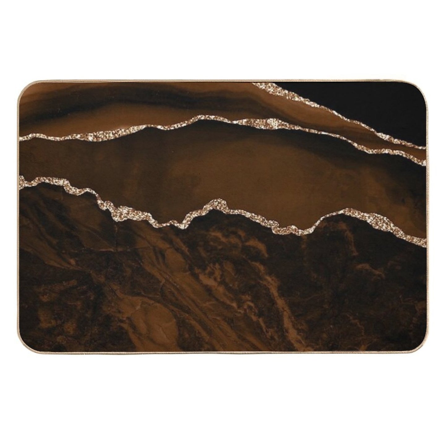 Abstract Brown & Gold Modern Geode Agate Design Repositionable Bath Mat