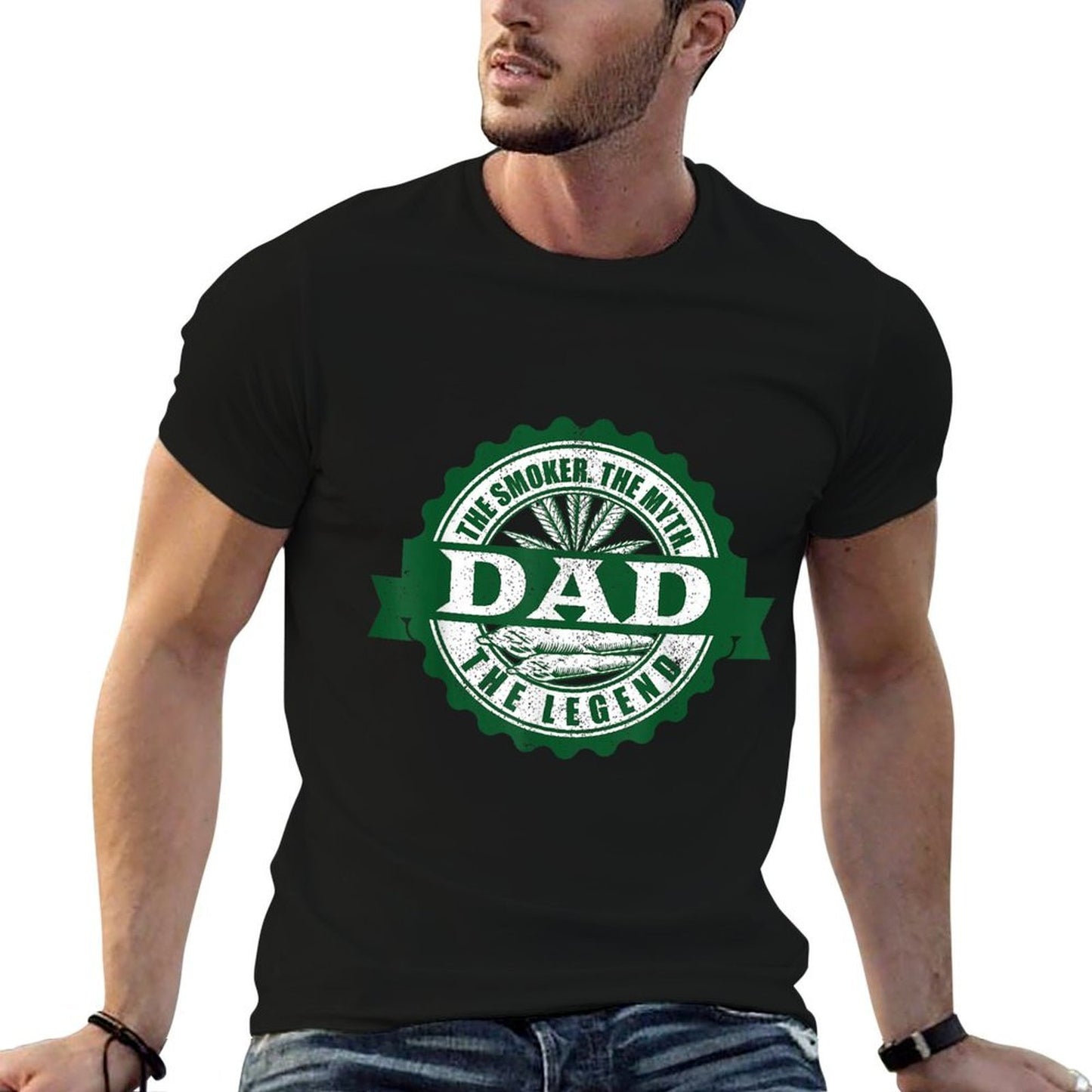Dad Smoker Myth Legend 420 Weed Cannabis Stoner Gift  Vintage-inspired T-Shirt