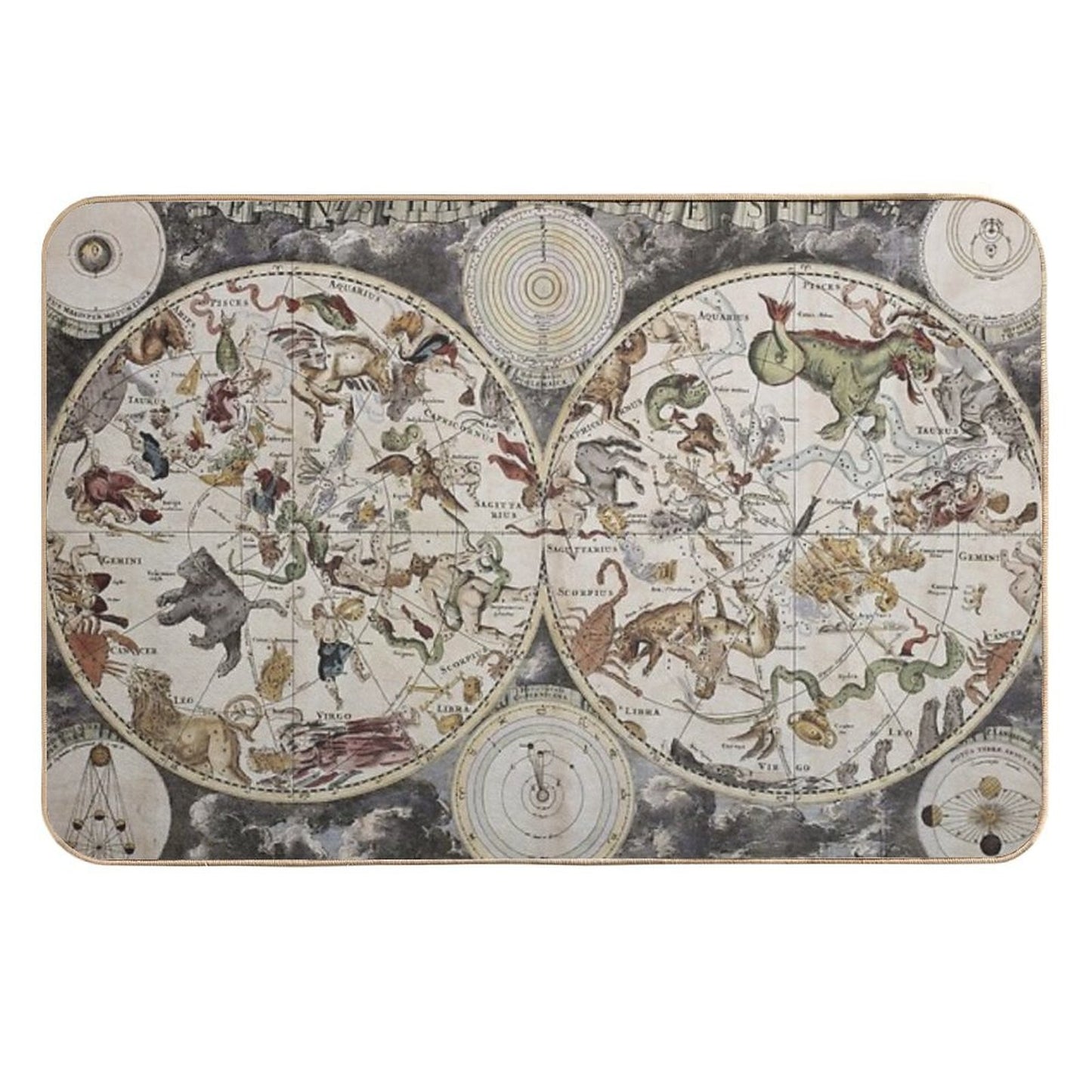 Vintage Celestial Star Map Easy Maintenance Bath Mat
