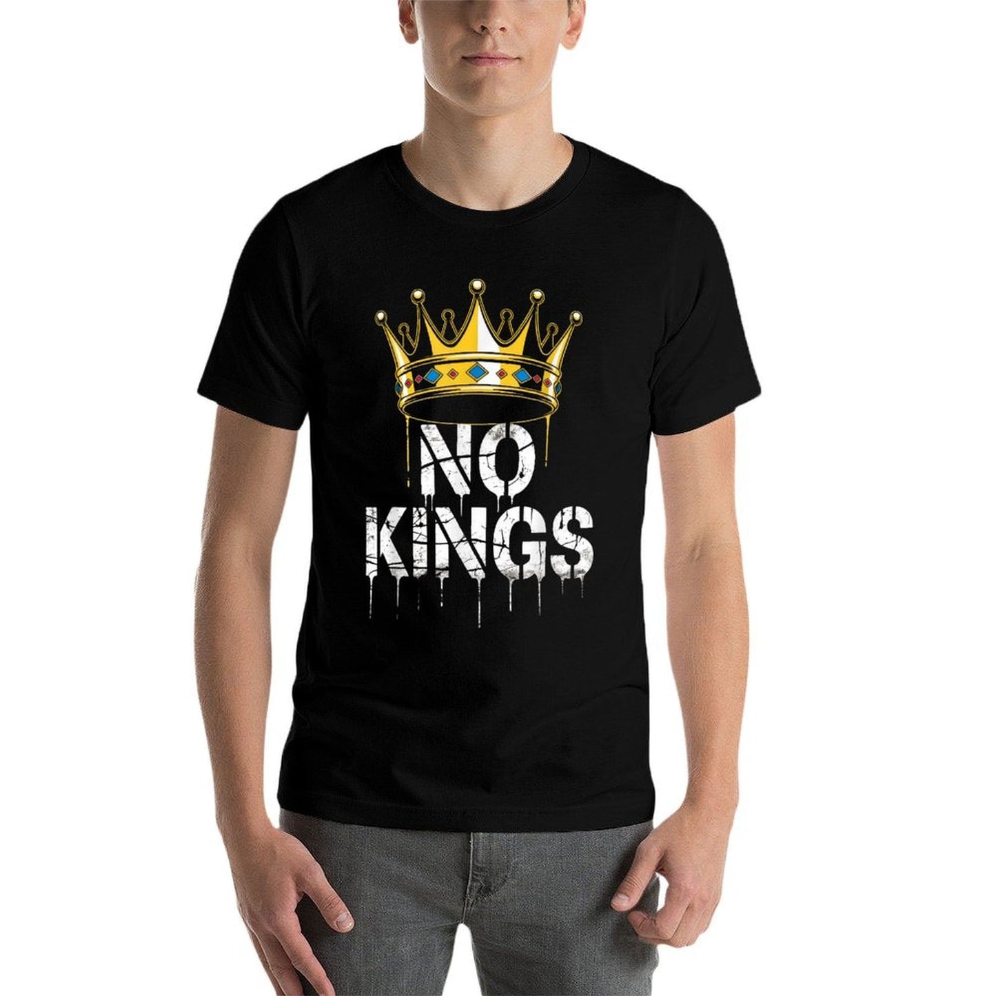 No Kings Independence Day Crown Patriotic American Freedom Fade-proof Color T-Shirt