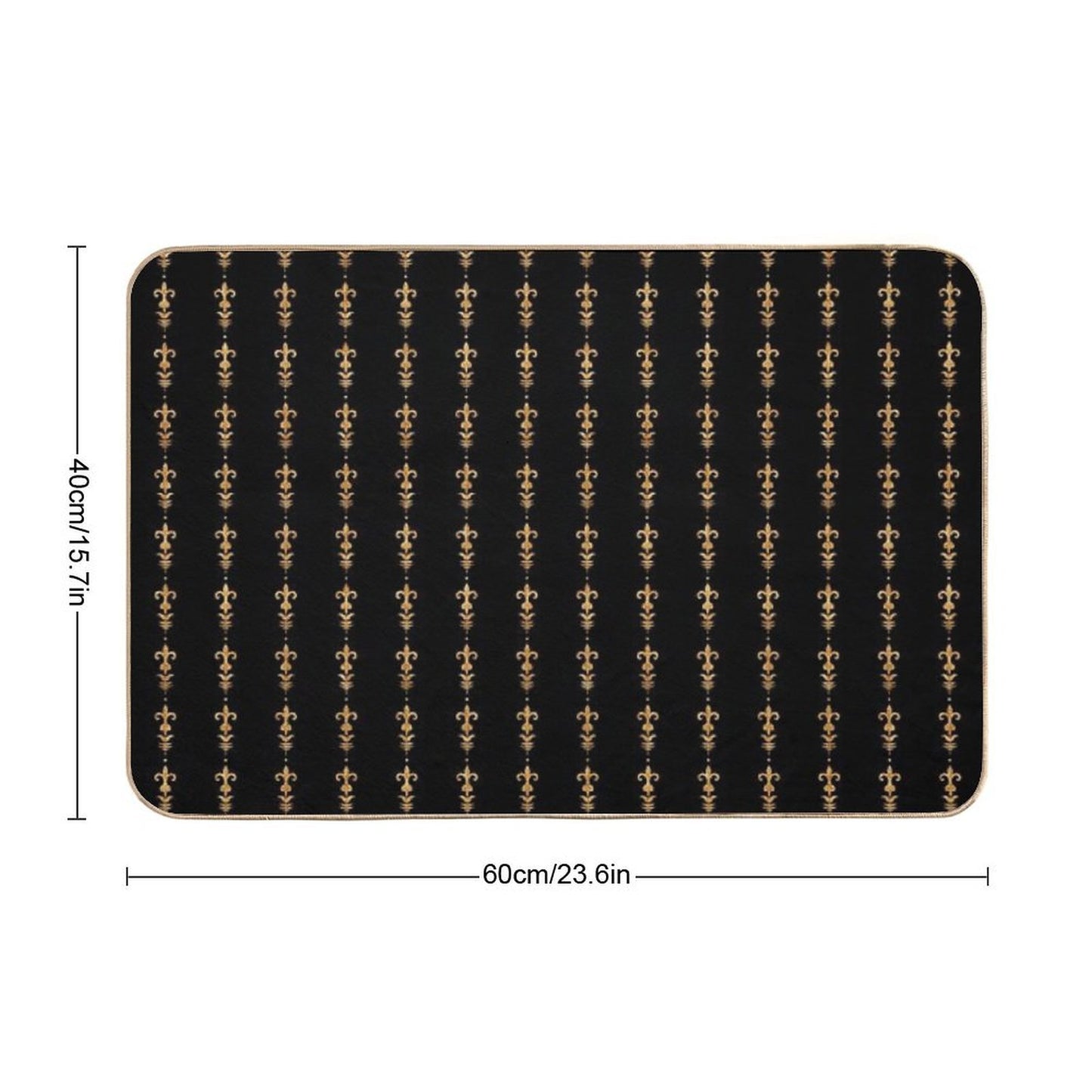 Golden Fleur De Lis on Black Slip-Resistant Bath Mat